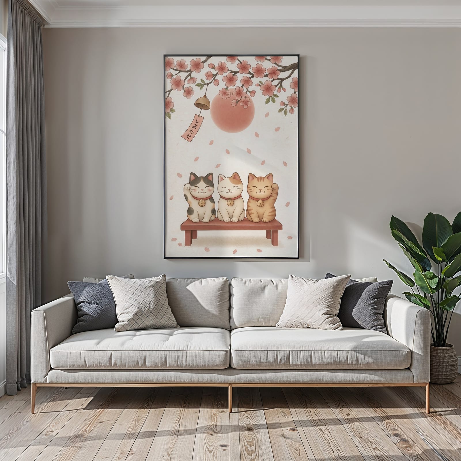 Lykkekatt Kirsebærblomst Print