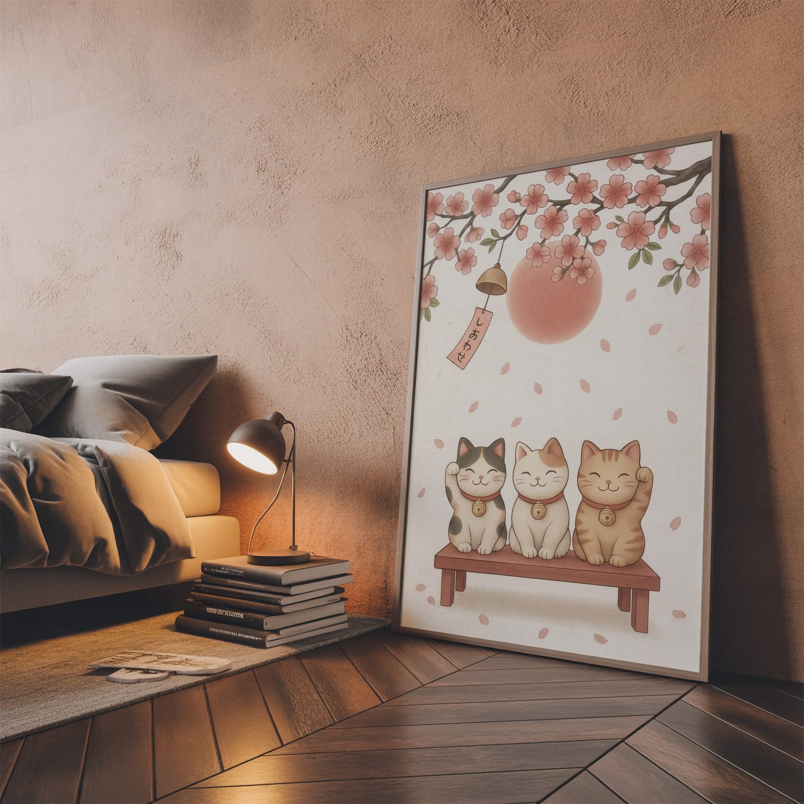 Lykkekatt Kirsebærblomst Print