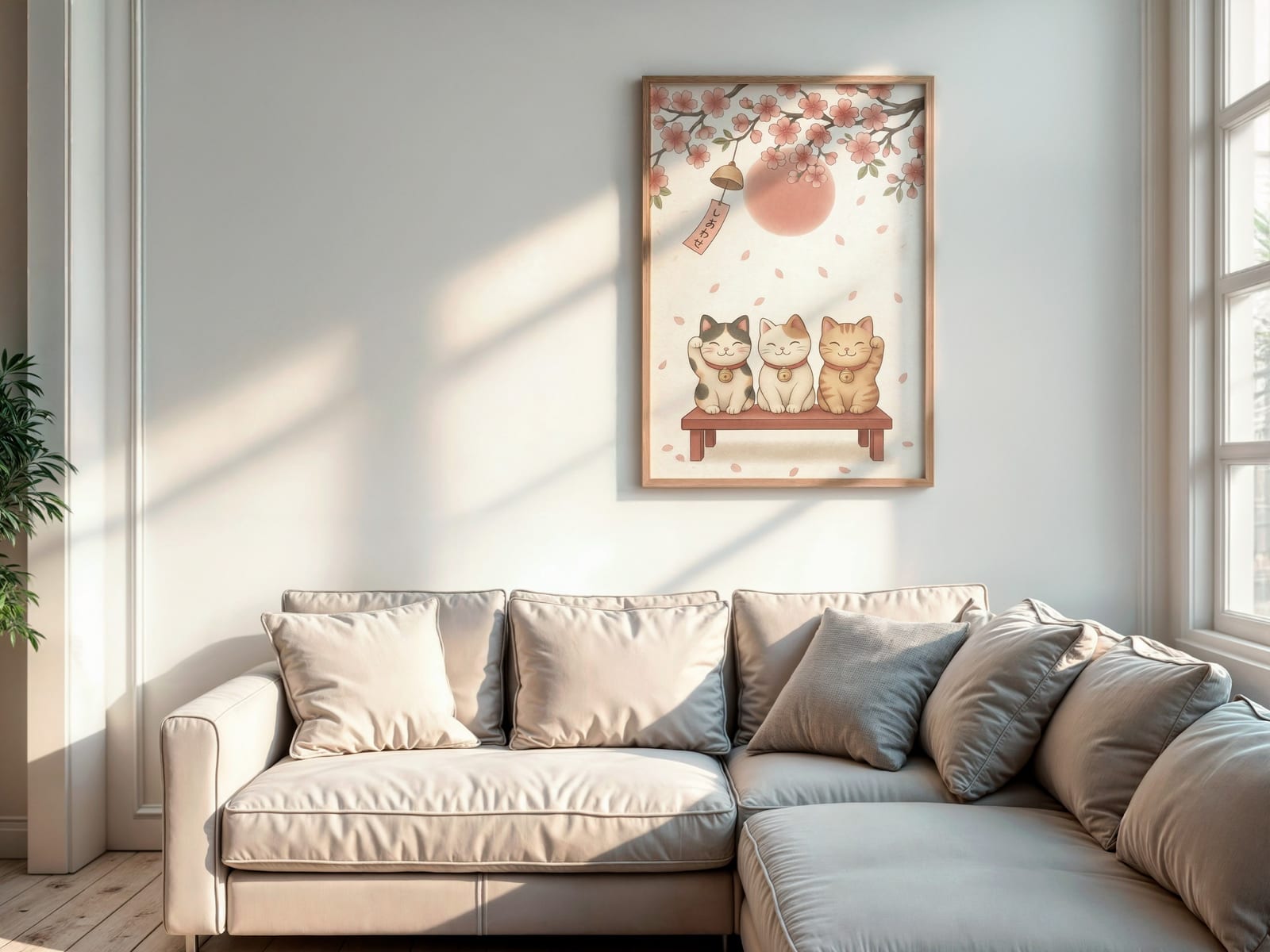 Lykkekatt Kirsebærblomst Print