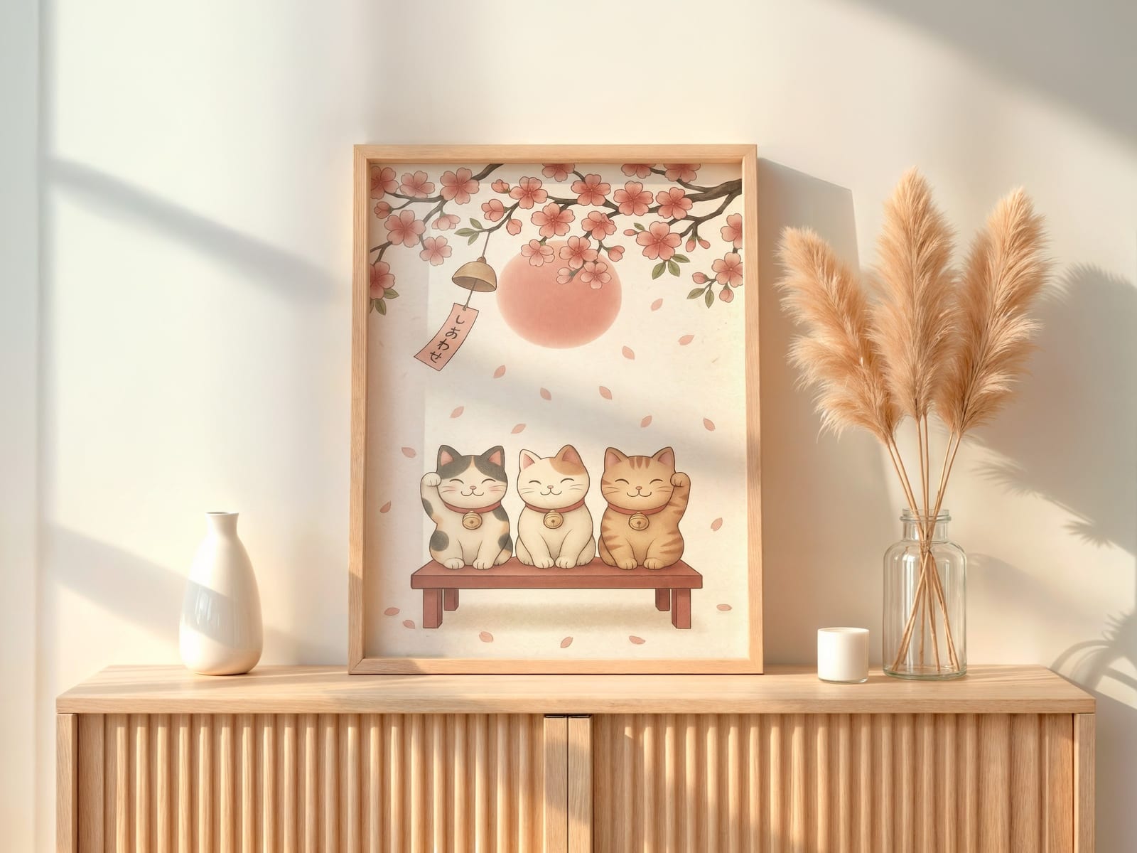 Lykkekatt Kirsebærblomst Print