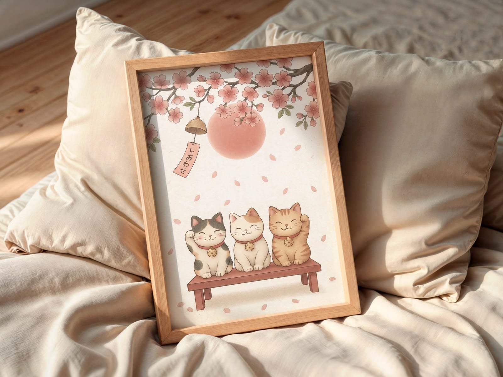 Lykkekatt Kirsebærblomst Print