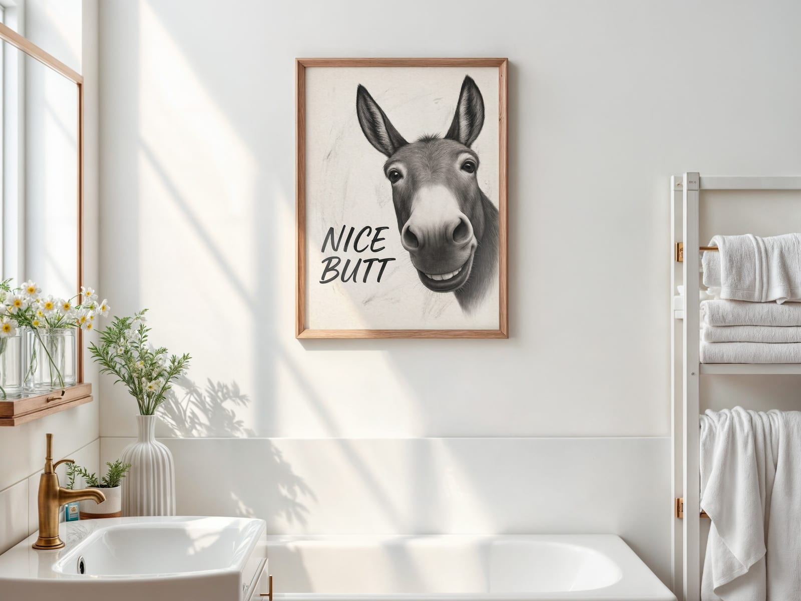 Stampa Asino Divertente "Nice Butt" per Bagno
