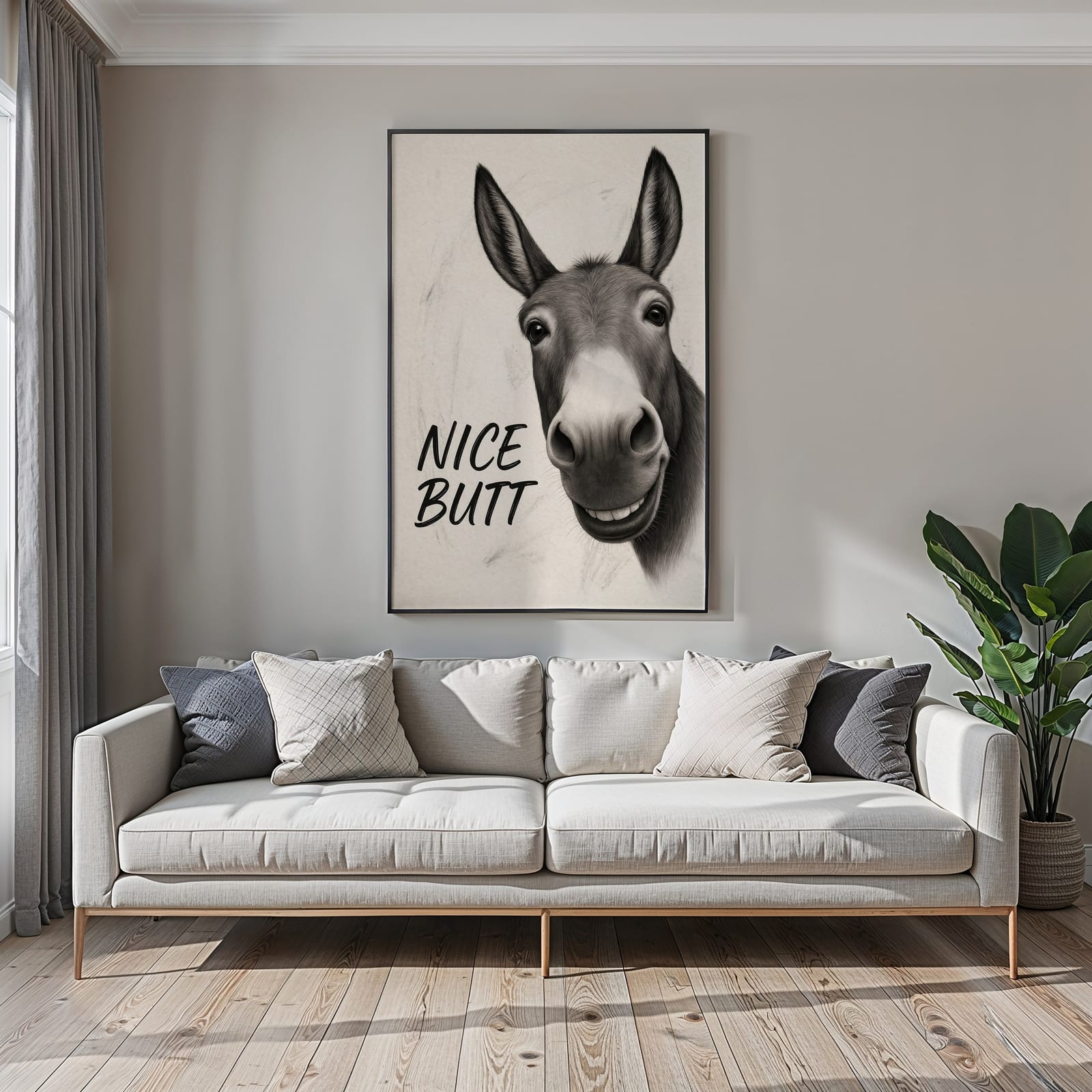 Stampa Asino Divertente "Nice Butt" per Bagno