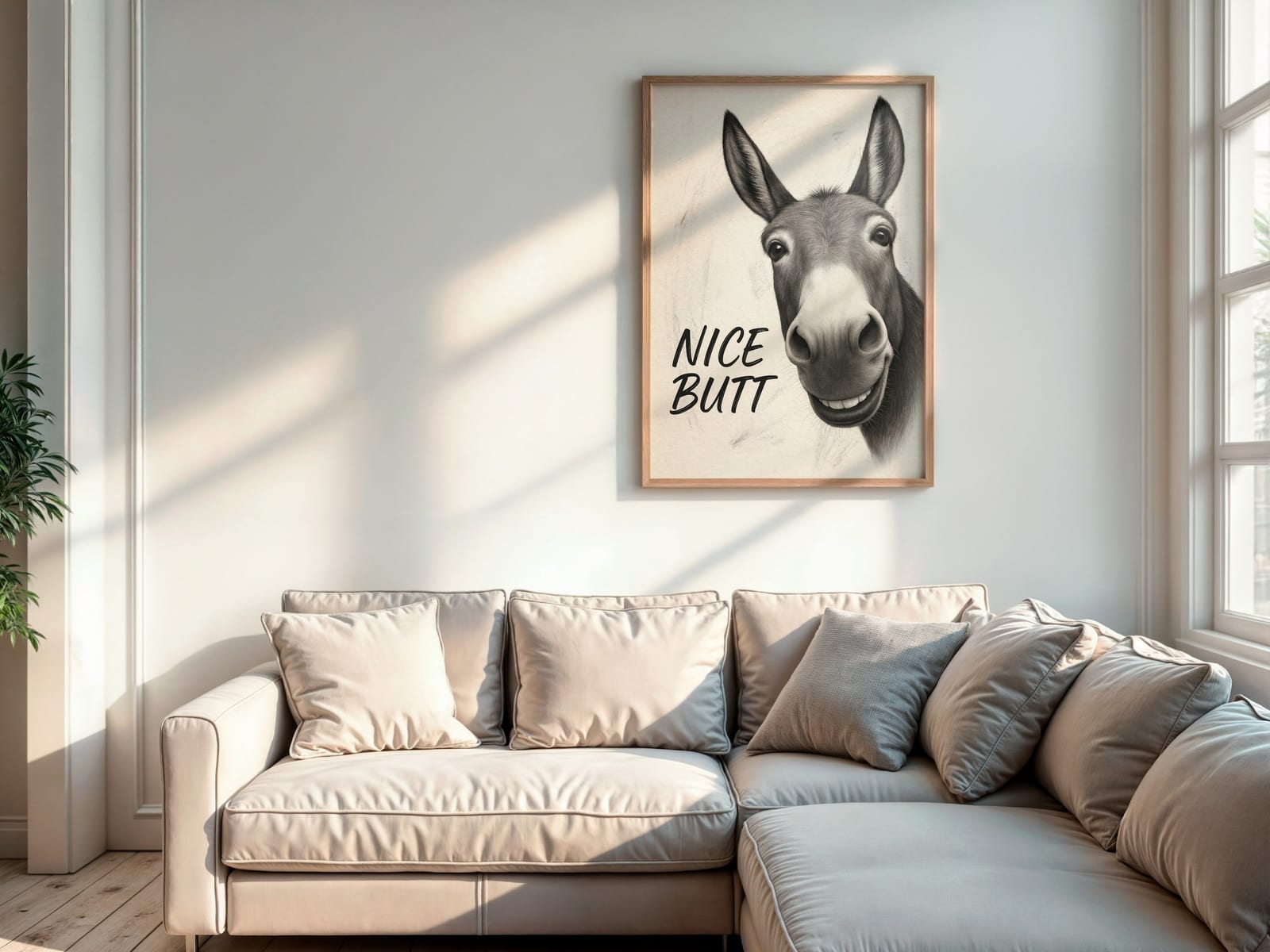 Stampa Asino Divertente "Nice Butt" per Bagno