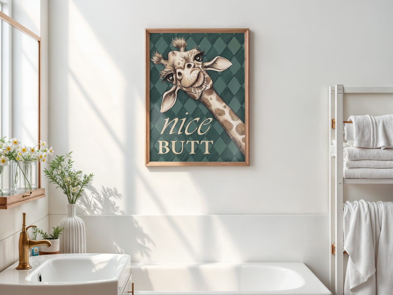 Póster Jirafa Nice Butt para Baño