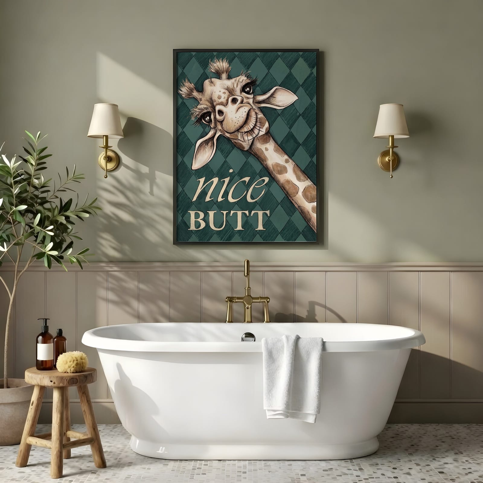 Póster Jirafa Nice Butt para Baño
