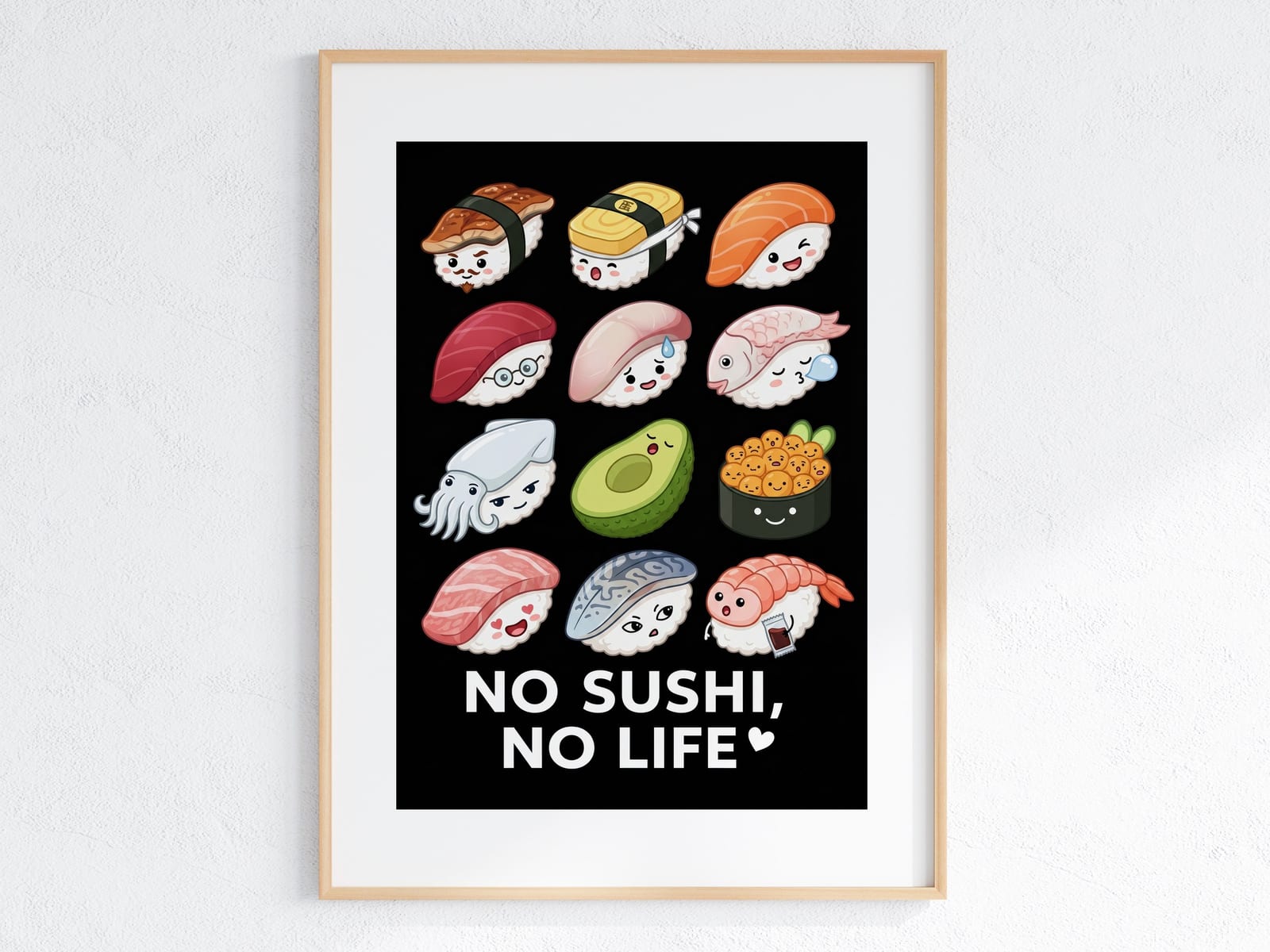 Zwölf Sushi-Gesichter, Sushi-Poster, Wandbild Küche