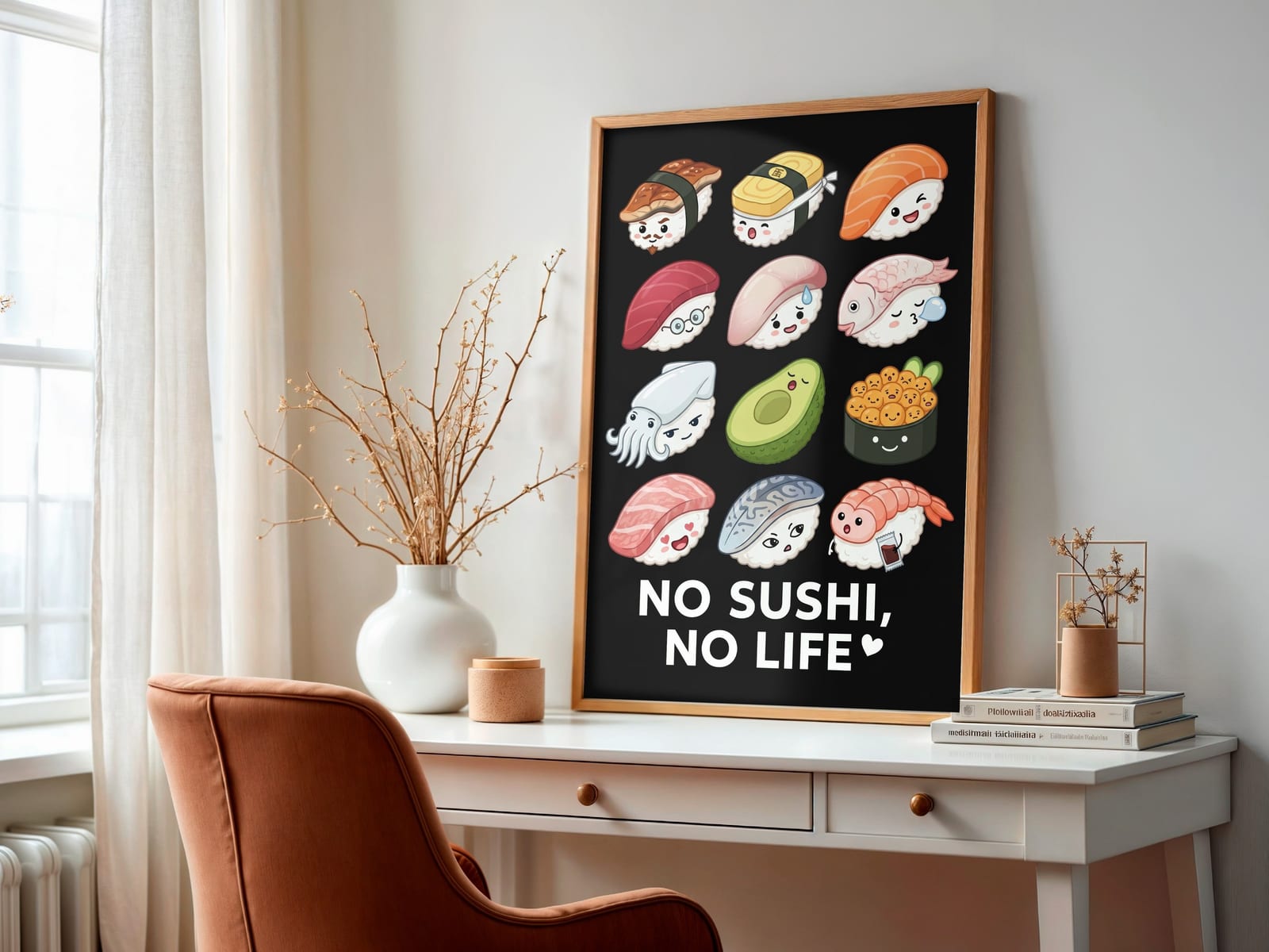 Zwölf Sushi-Gesichter, Sushi-Poster, Wandbild Küche
