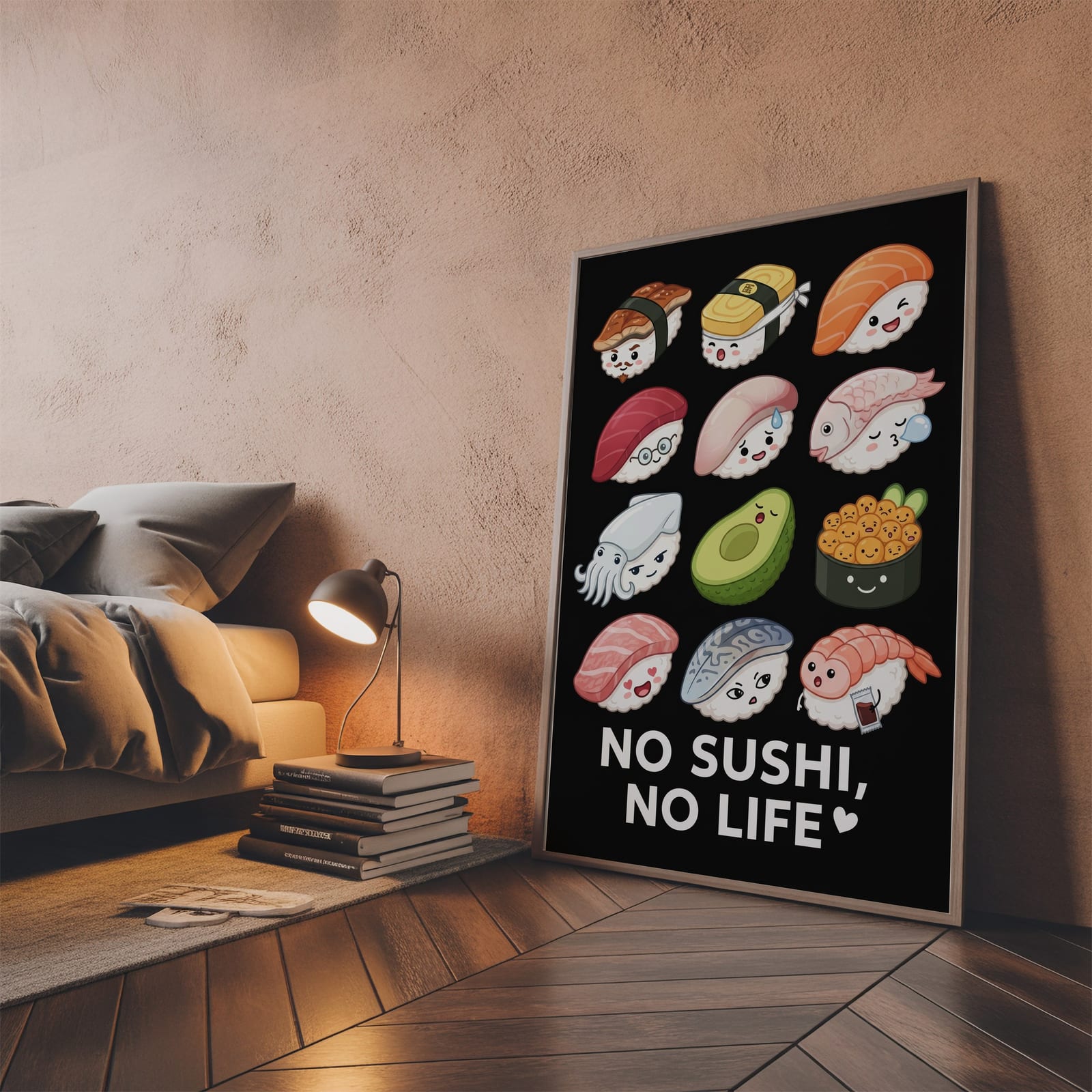 Zwölf Sushi-Gesichter, Sushi-Poster, Wandbild Küche