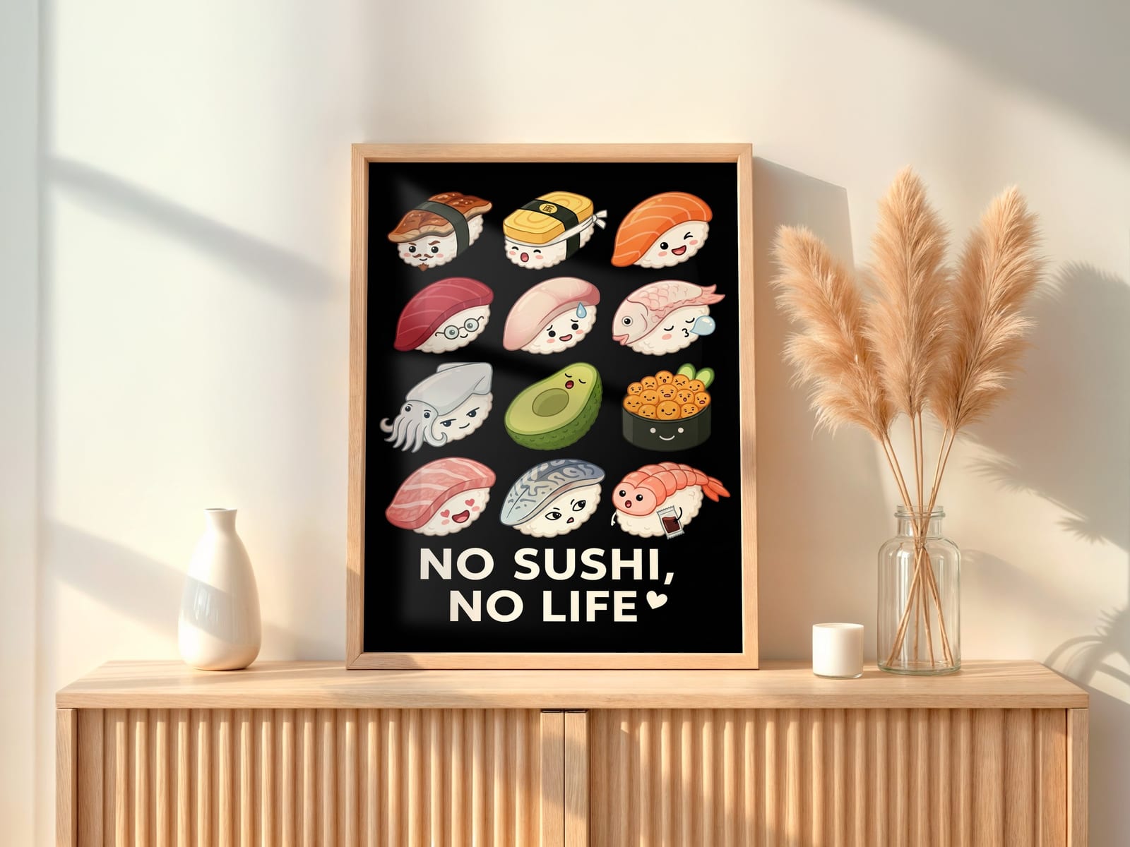 Zwölf Sushi-Gesichter, Sushi-Poster, Wandbild Küche