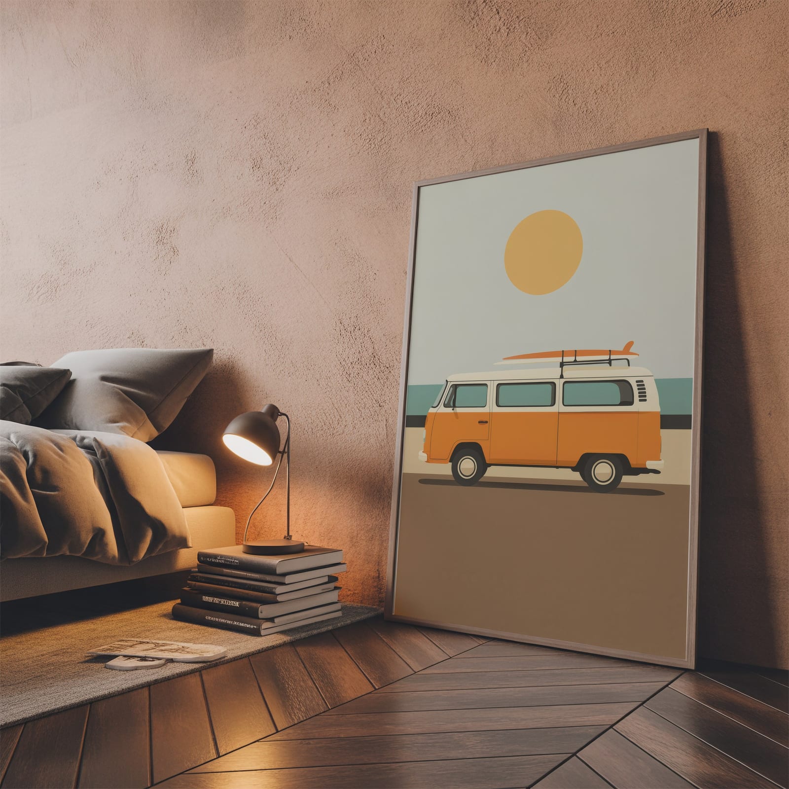 Retro Surf Van Print, Sommerlig Strand- og Kystkunst