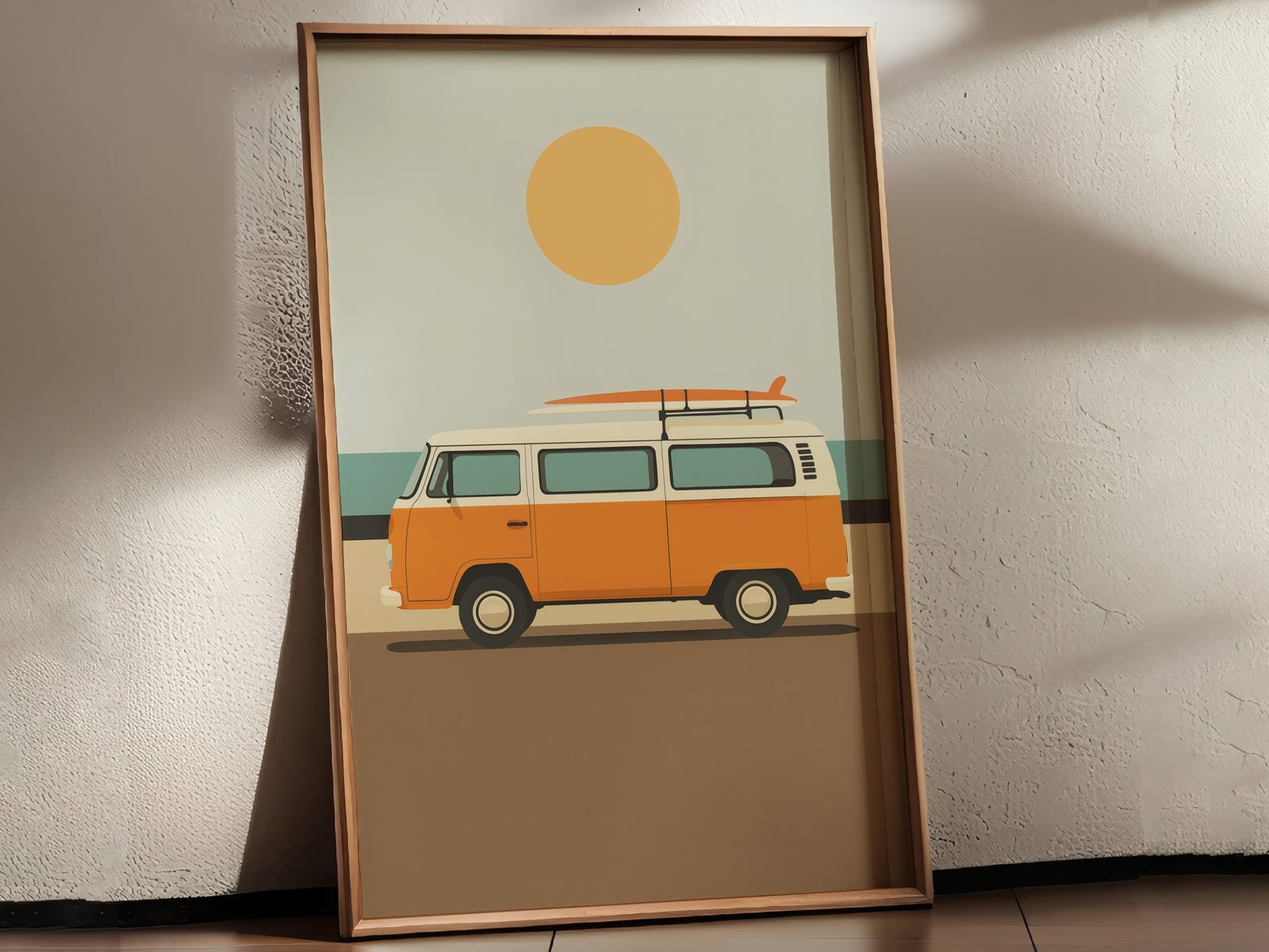 Retro Surf Van Print, Sommerlig Strand- og Kystkunst