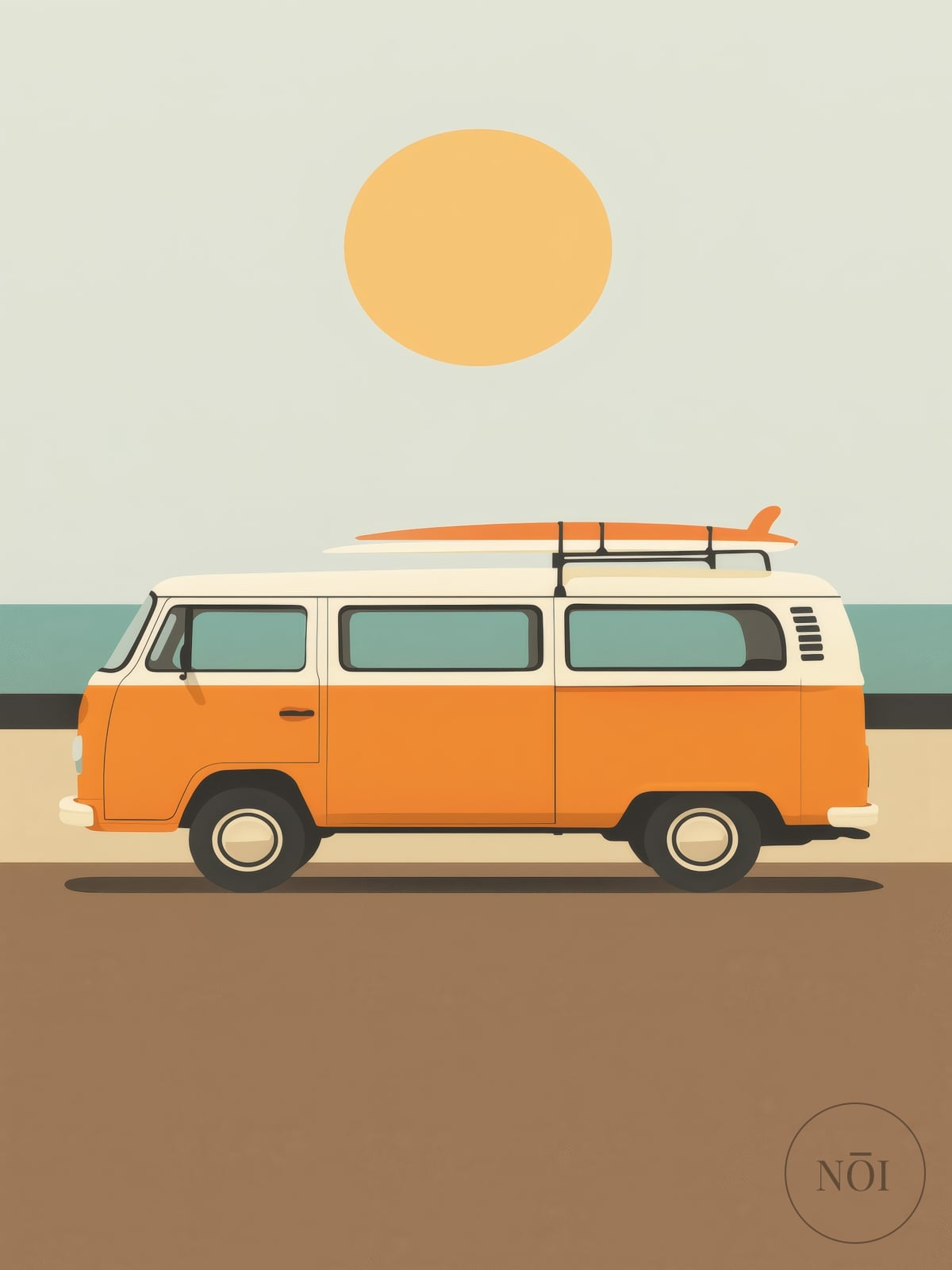 Retro Surf Van Print, Sommerlig Strand- og Kystkunst — Poster (ungerahmt)
