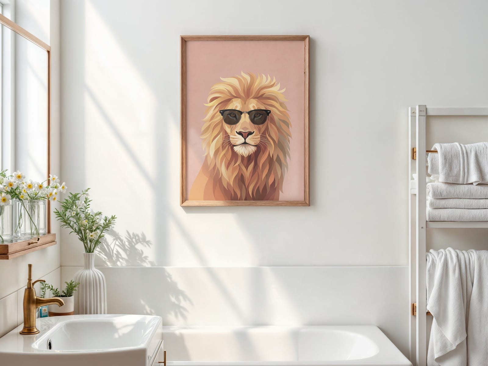 Løve med Solbriller Print