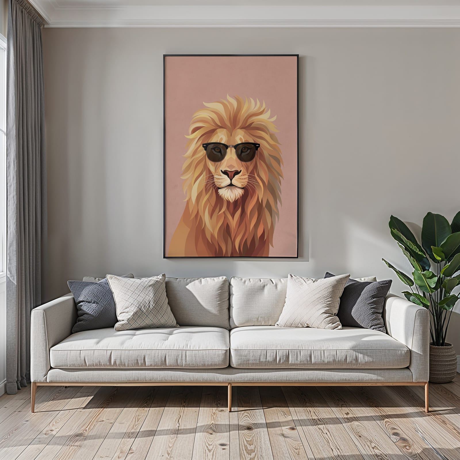 Løve med Solbriller Print