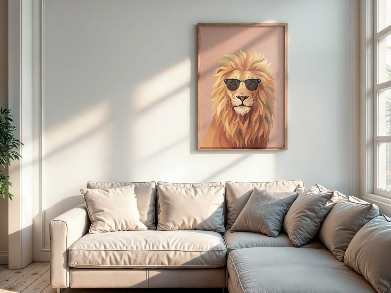 Løve med Solbriller Print