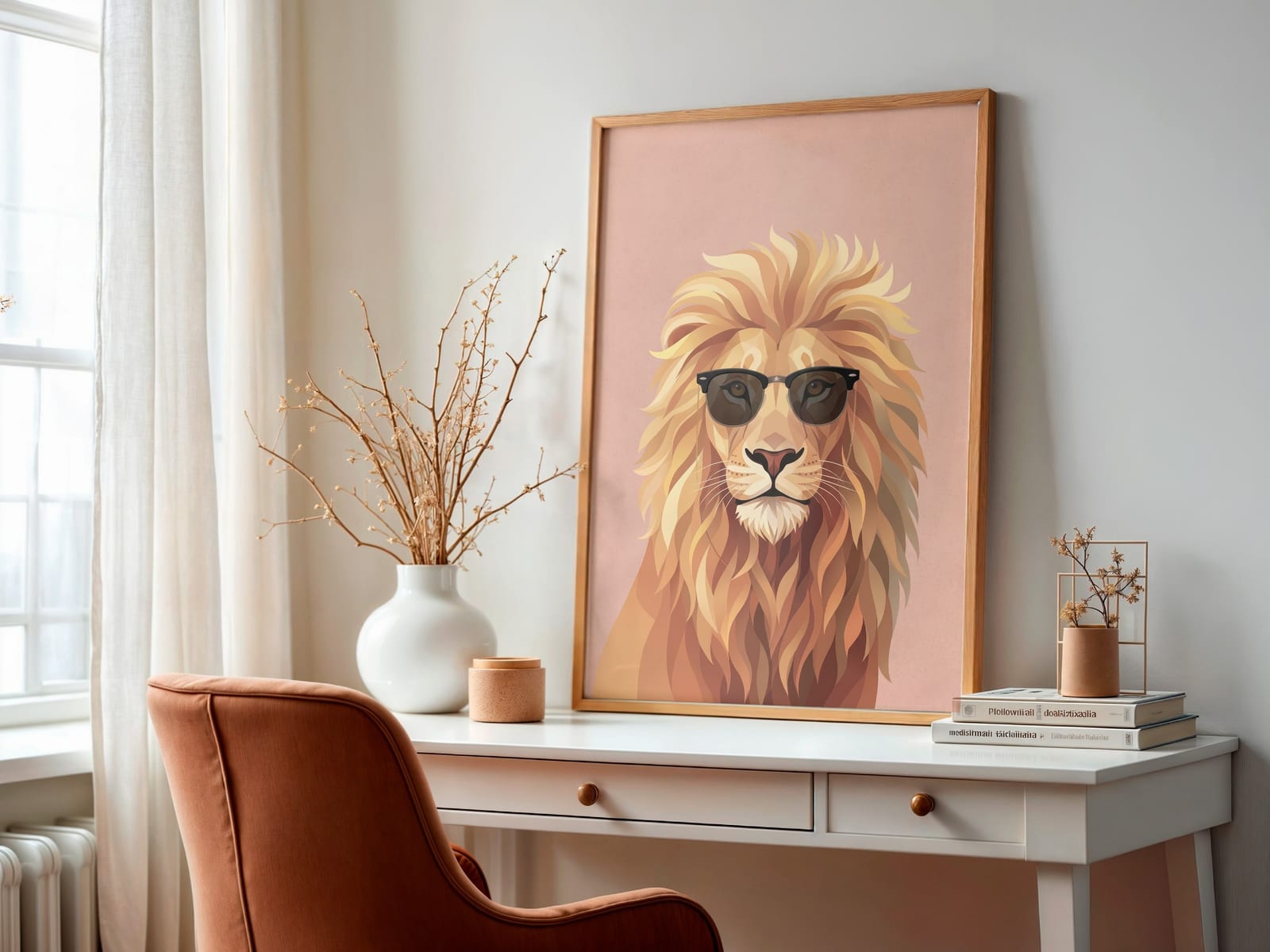 Løve med Solbriller Print