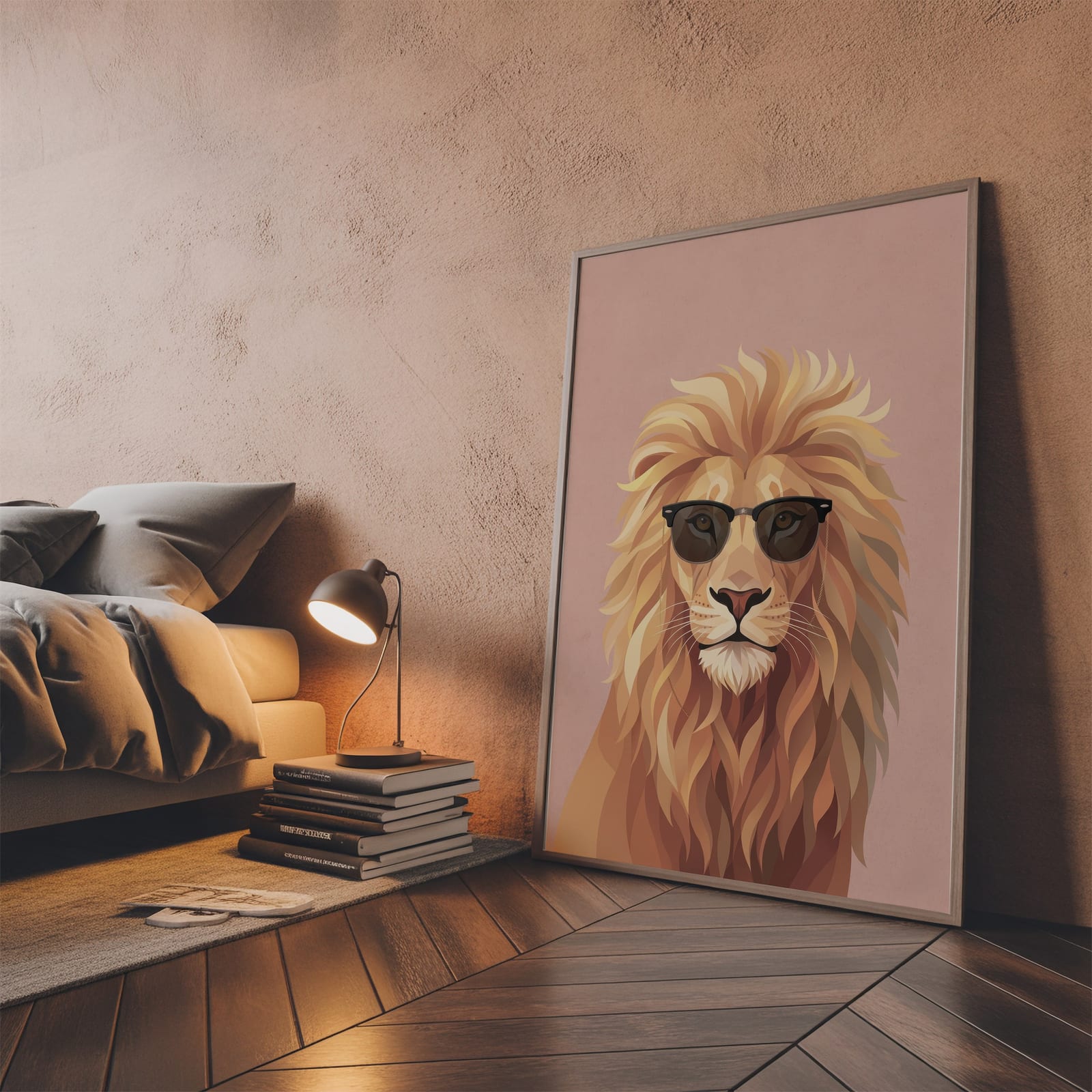 Løve med Solbriller Print