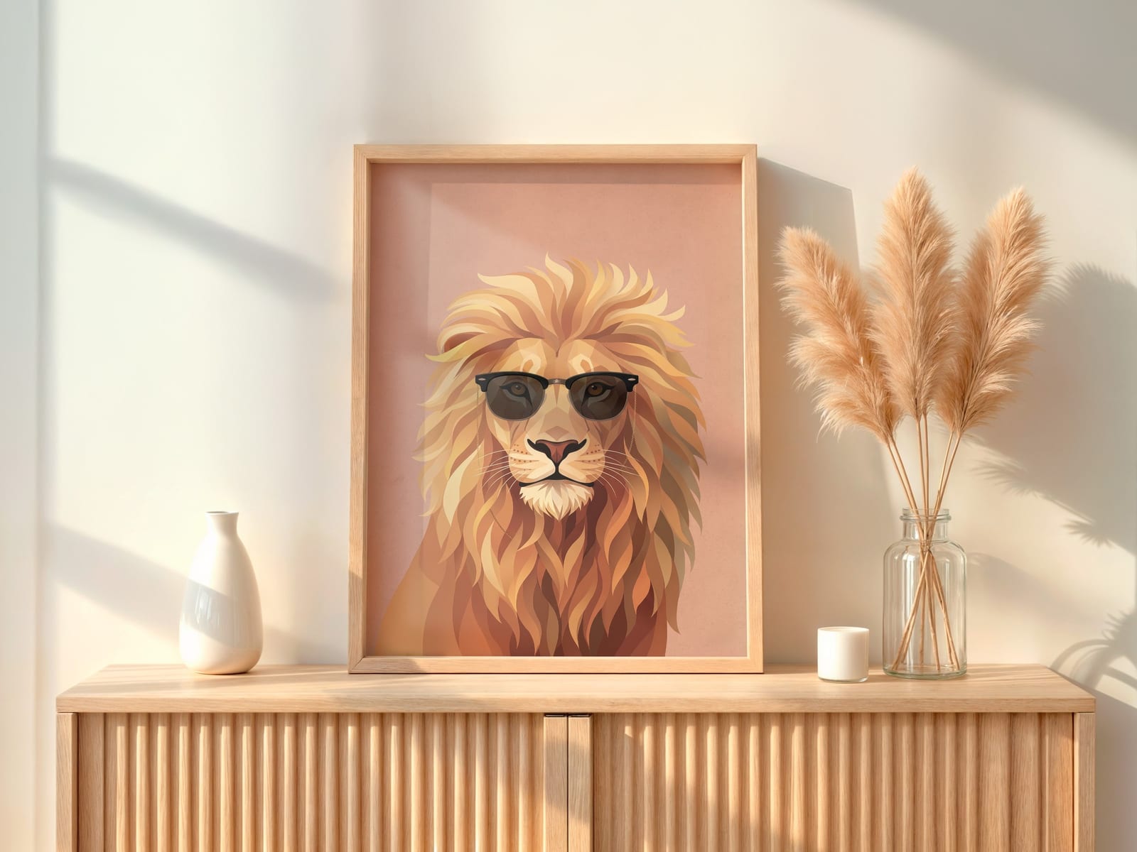 Løve med Solbriller Print