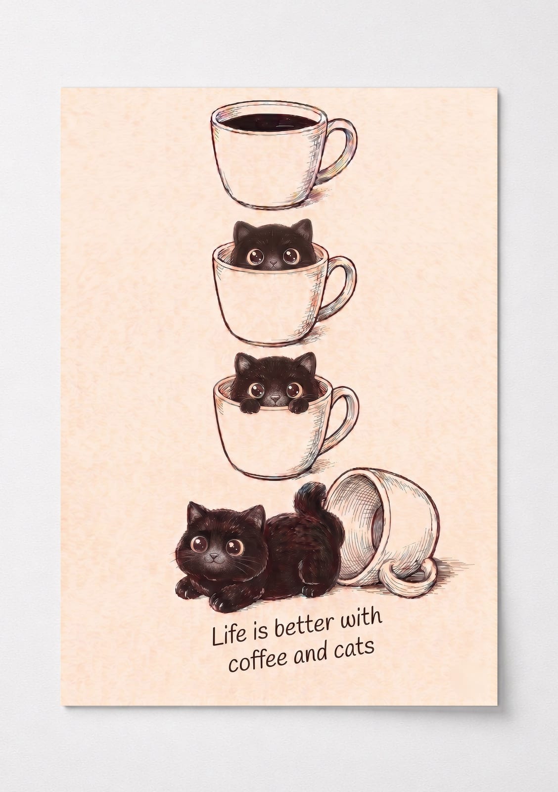 Sort kat kaffekop Plakat