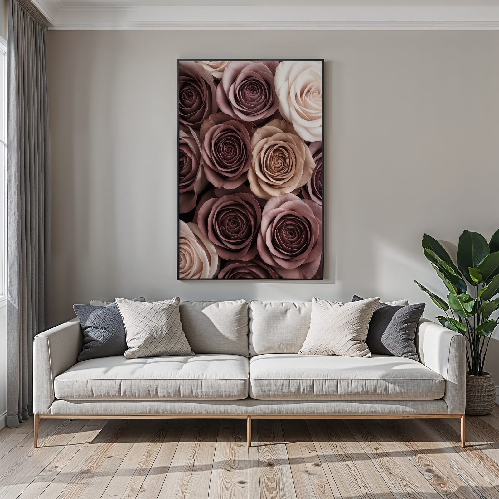 Rosenfeld in Mauve, Blumen-Poster, Wandbild Wohnzimmer