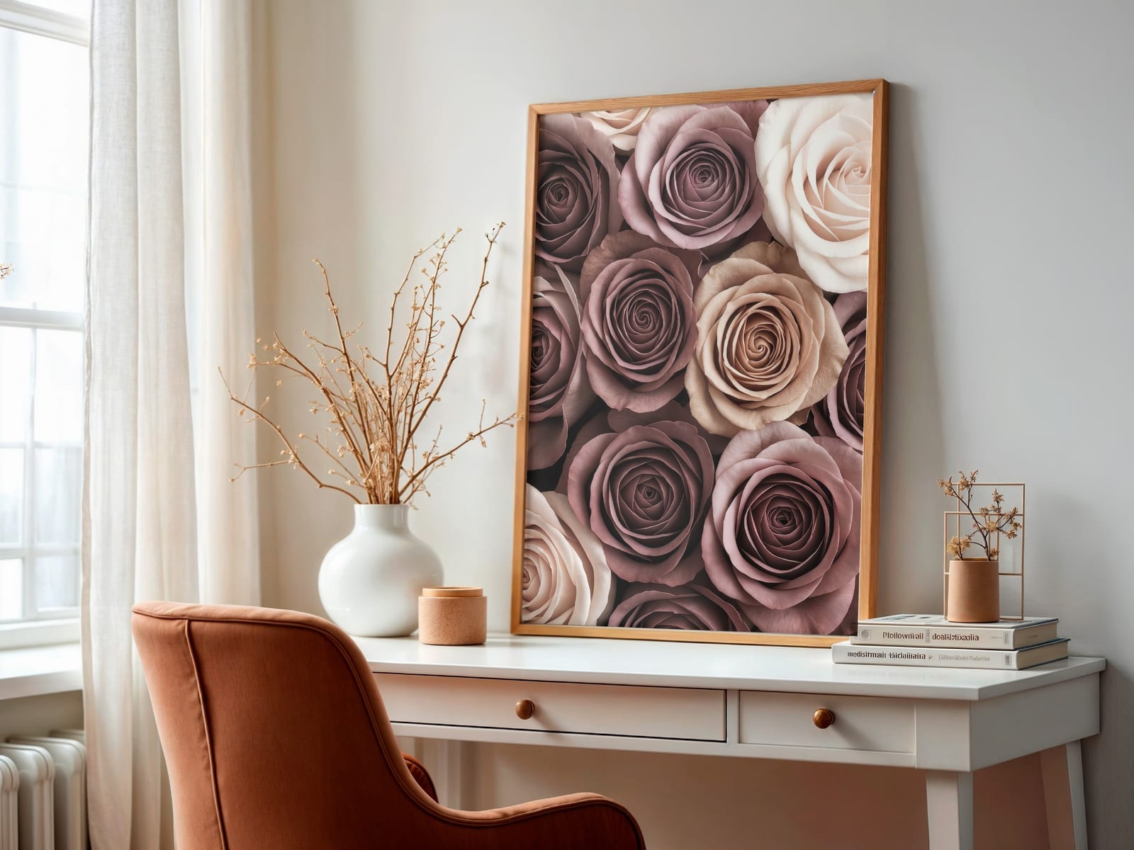Rosenfeld in Mauve, Blumen-Poster, Wandbild Wohnzimmer