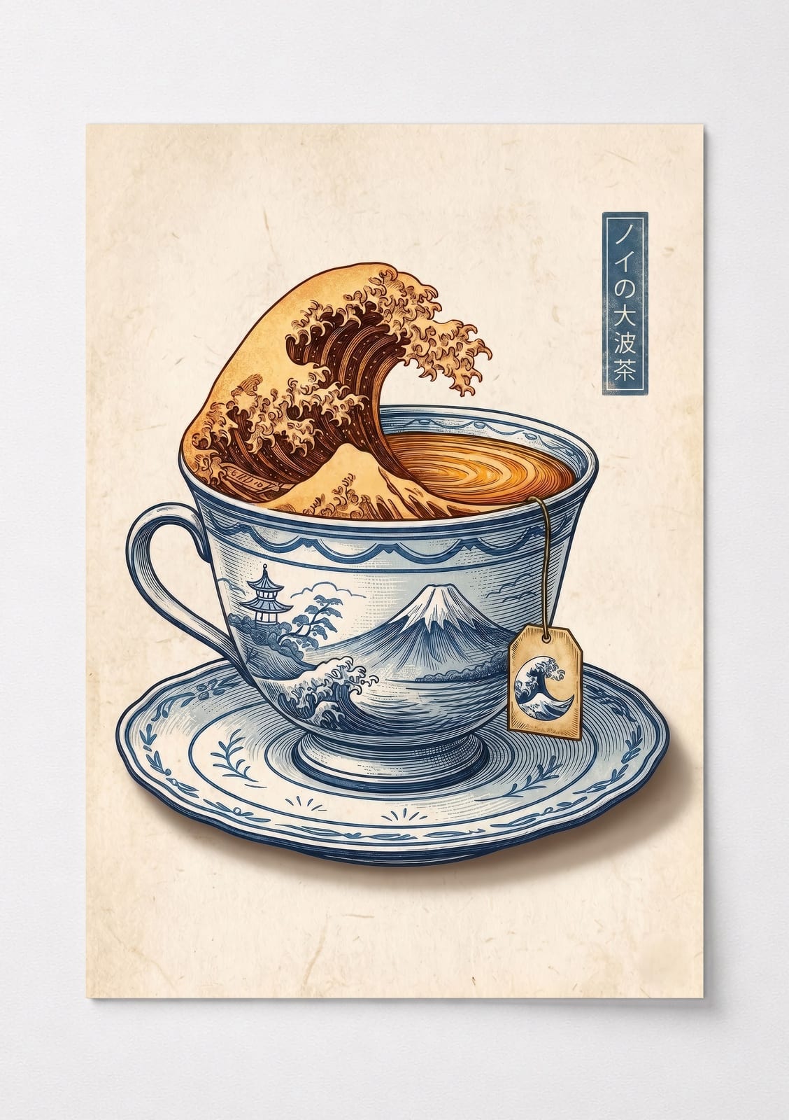 Japansk Bølgetekop-plakat – Hokusaistil