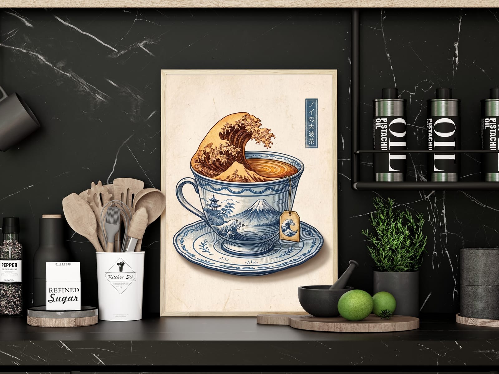 Japansk Bølgetekop-plakat – Hokusaistil