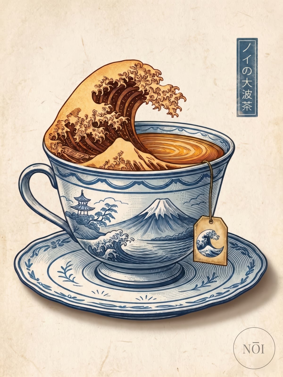 Japansk Bølgetekop-plakat – Hokusaistil — Poster (ungerahmt)