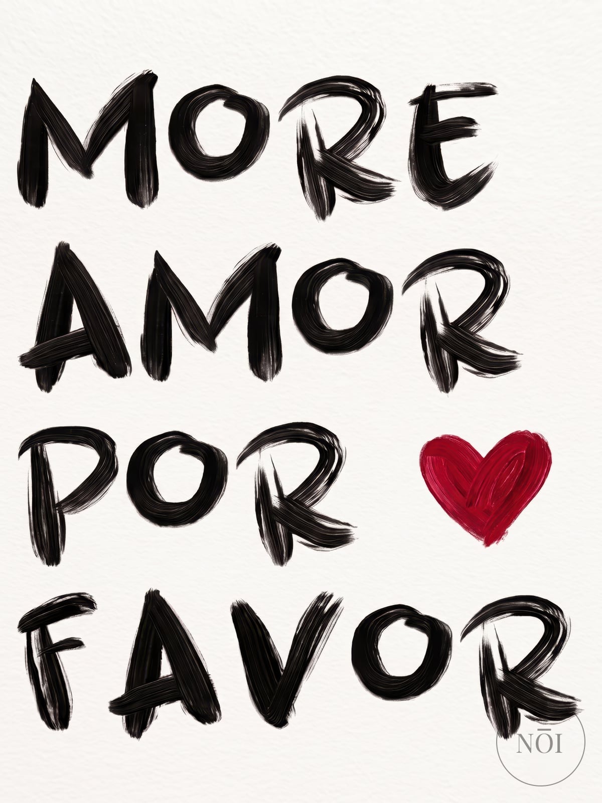More Amor auf Creme, Typografie-Poster, Wandbild Schlafzimmer — Poster (ungerahmt)
