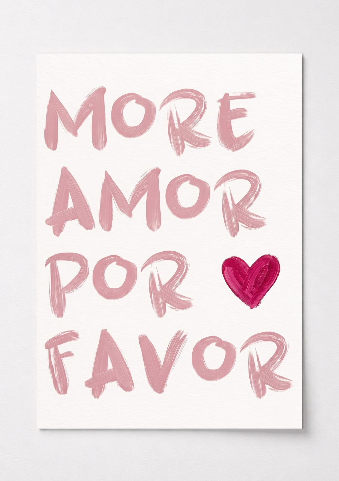More Amor in Puderrosa, Typografie-Poster, Wandbild Schlafzimmer