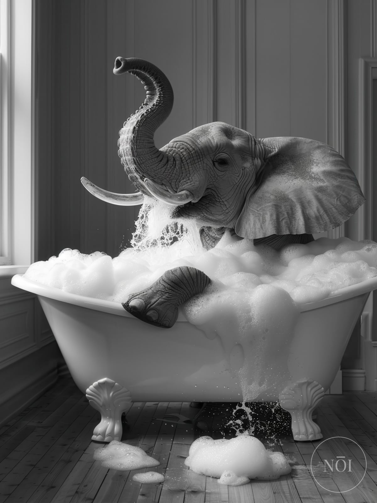 Elefant in der Wanne, Badezimmer-Poster, Wandbild Kinderzimmer — Poster (ungerahmt)