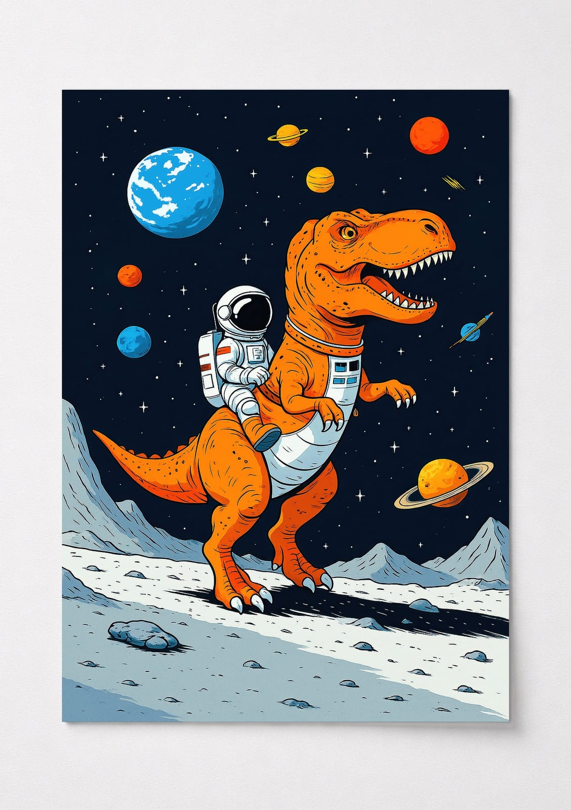 Astronaut på T-Rex Rumplakat