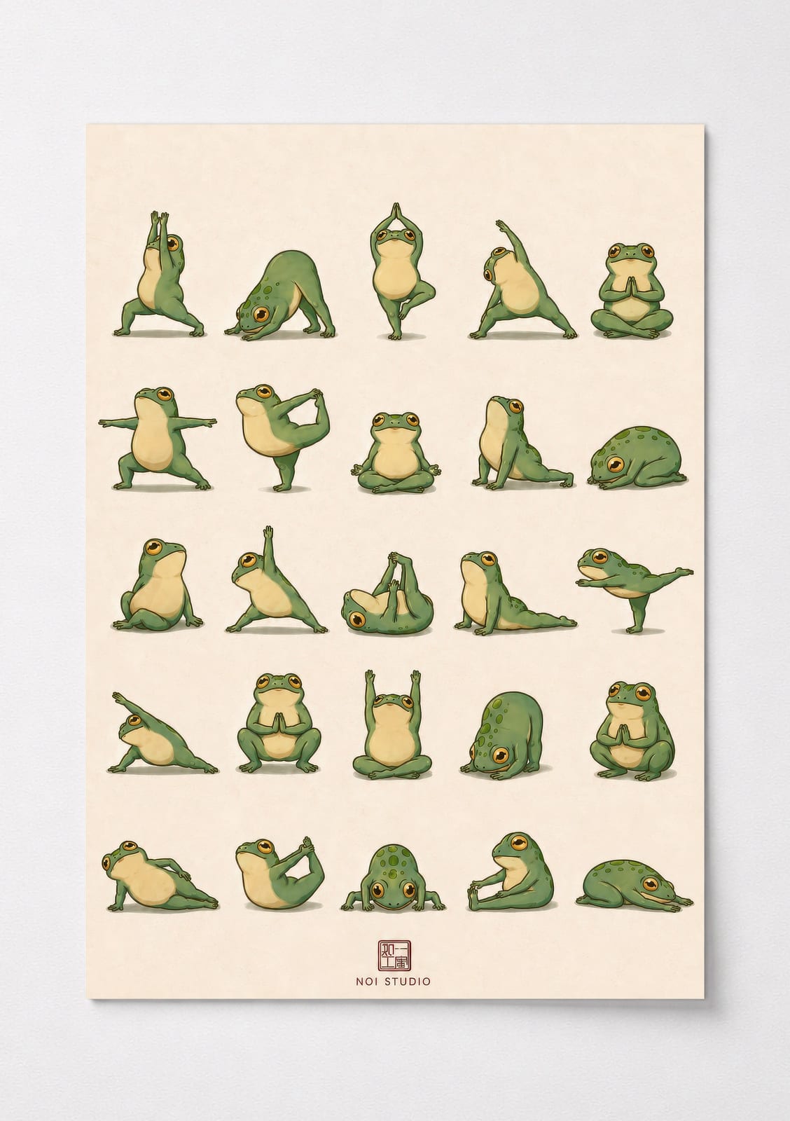 Yoga-Frösche, Poster, Wandbild Badezimmer