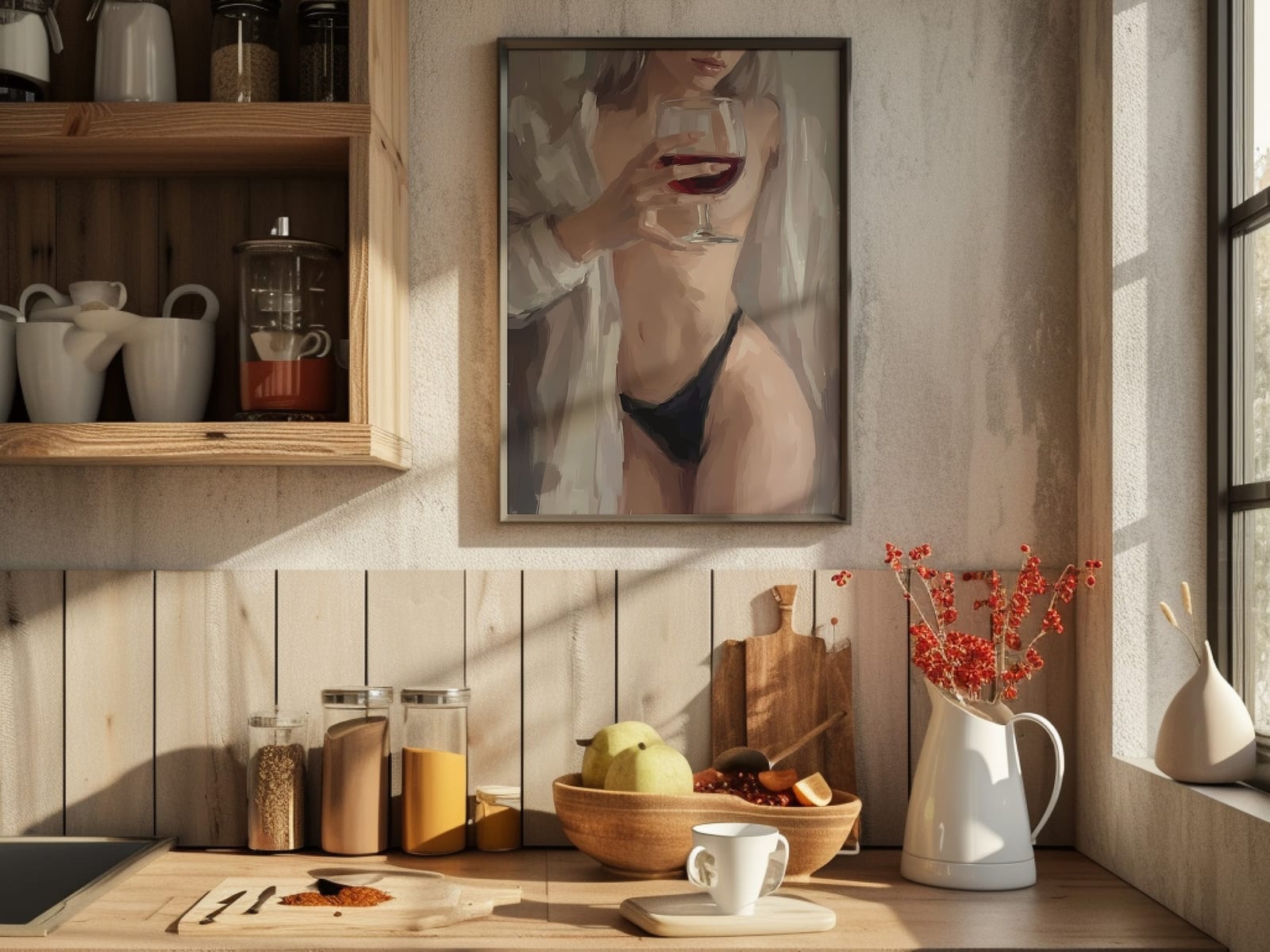 Wine Glass Woman Print