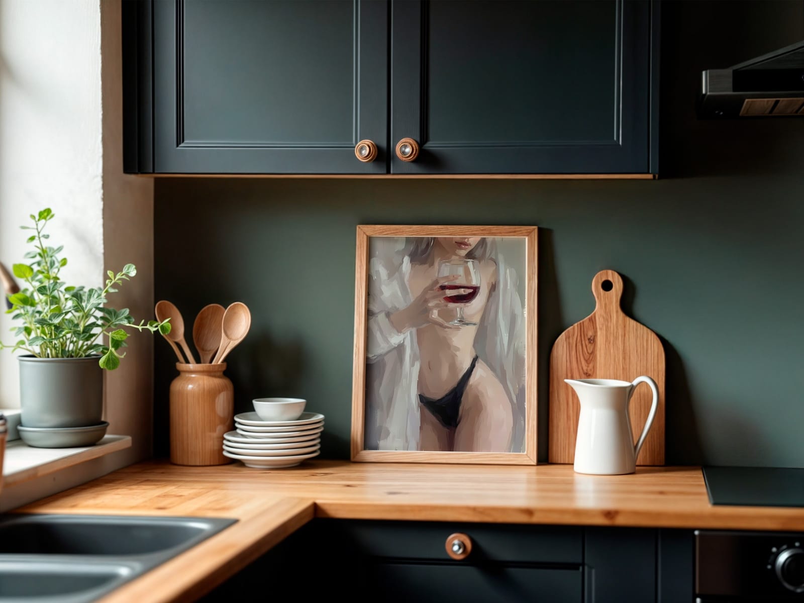 Wine Glass Woman Print