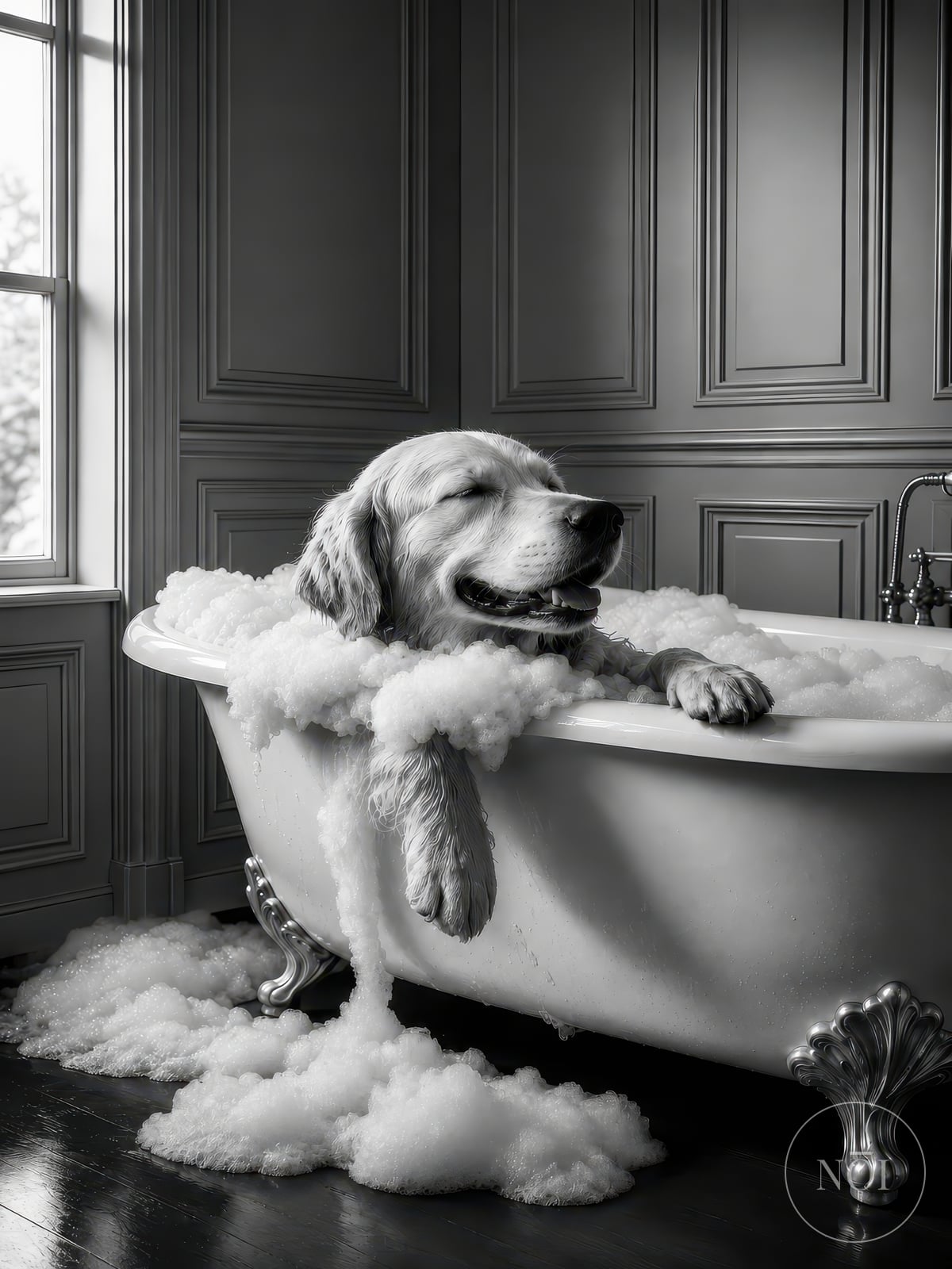Affiche Golden Retriever dans la Baignoire — Poster (ungerahmt)