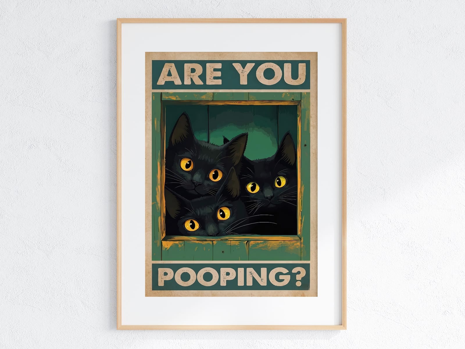 Sort kat badeværelse Print