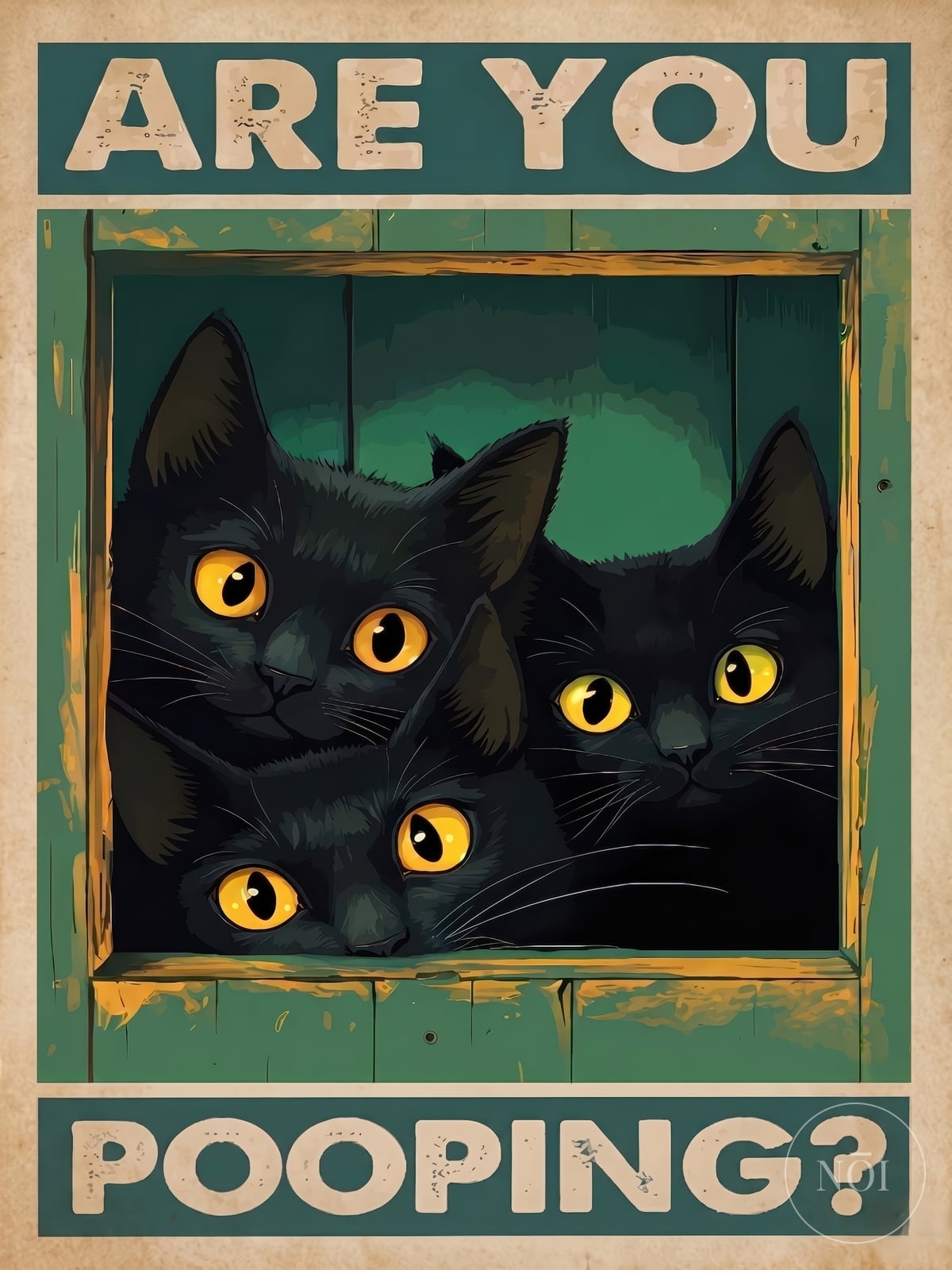 Sort kat badeværelse Print — Poster (ungerahmt)