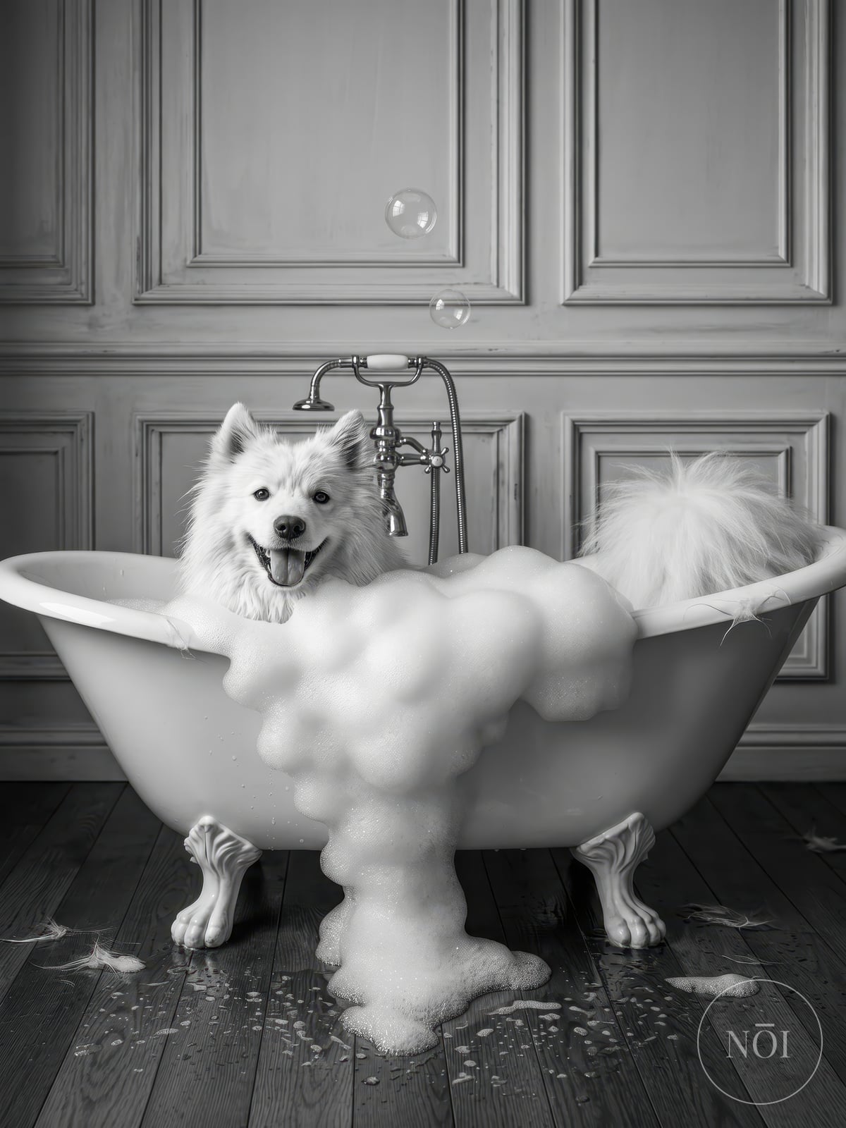 Dog Bubble Bath-print — Poster (ungerahmt)