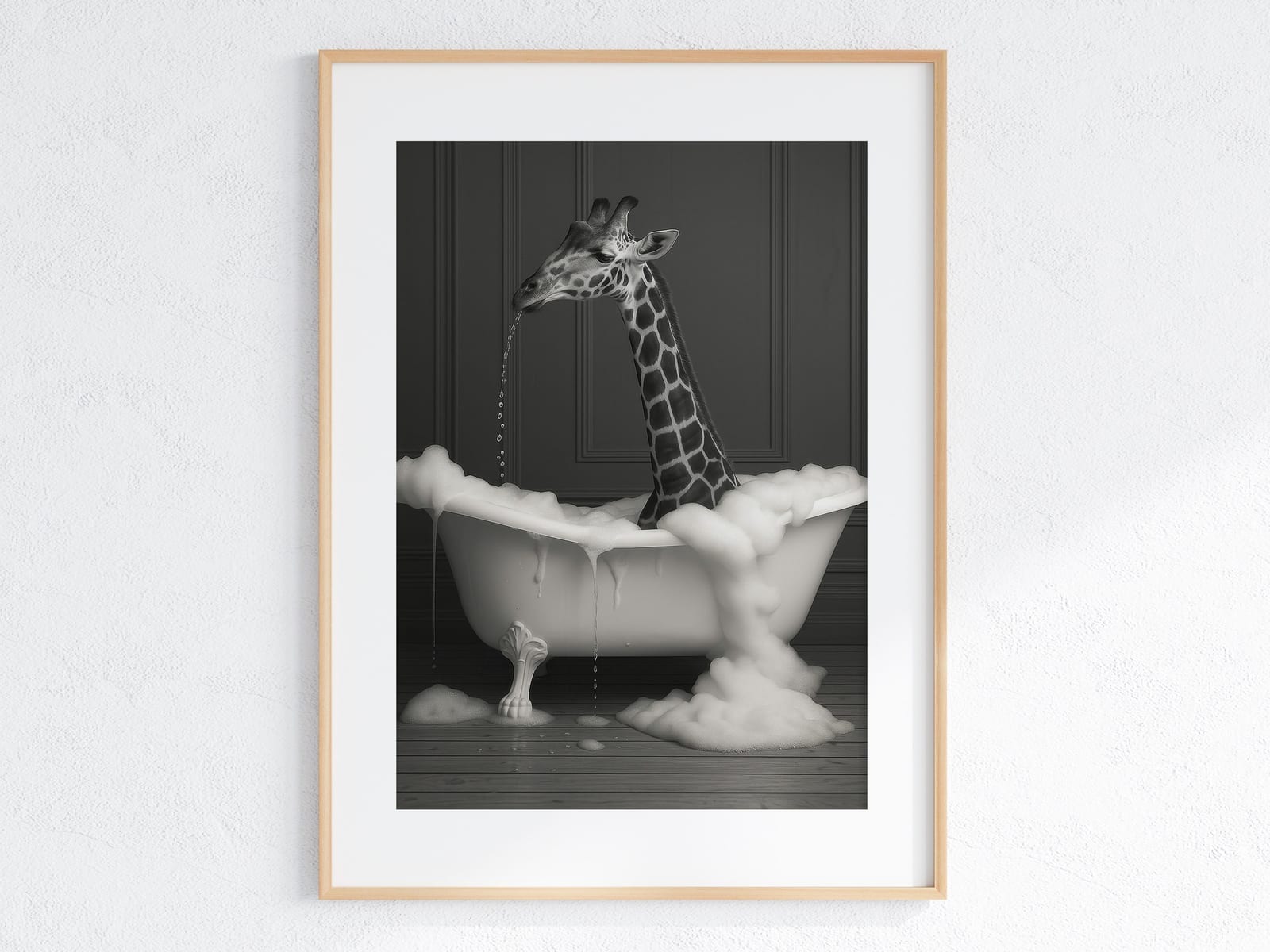 Giraffe in der Wanne, Badezimmer-Poster, Wandbild Gäste-WC