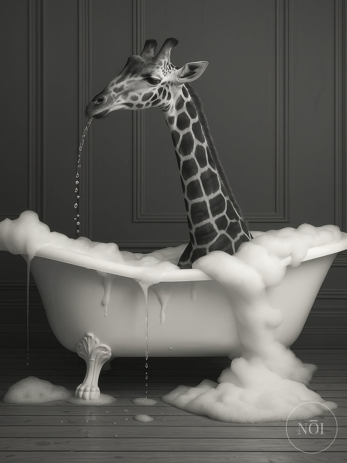 Giraffe in der Wanne, Badezimmer-Poster, Wandbild Gäste-WC — Poster (ungerahmt)