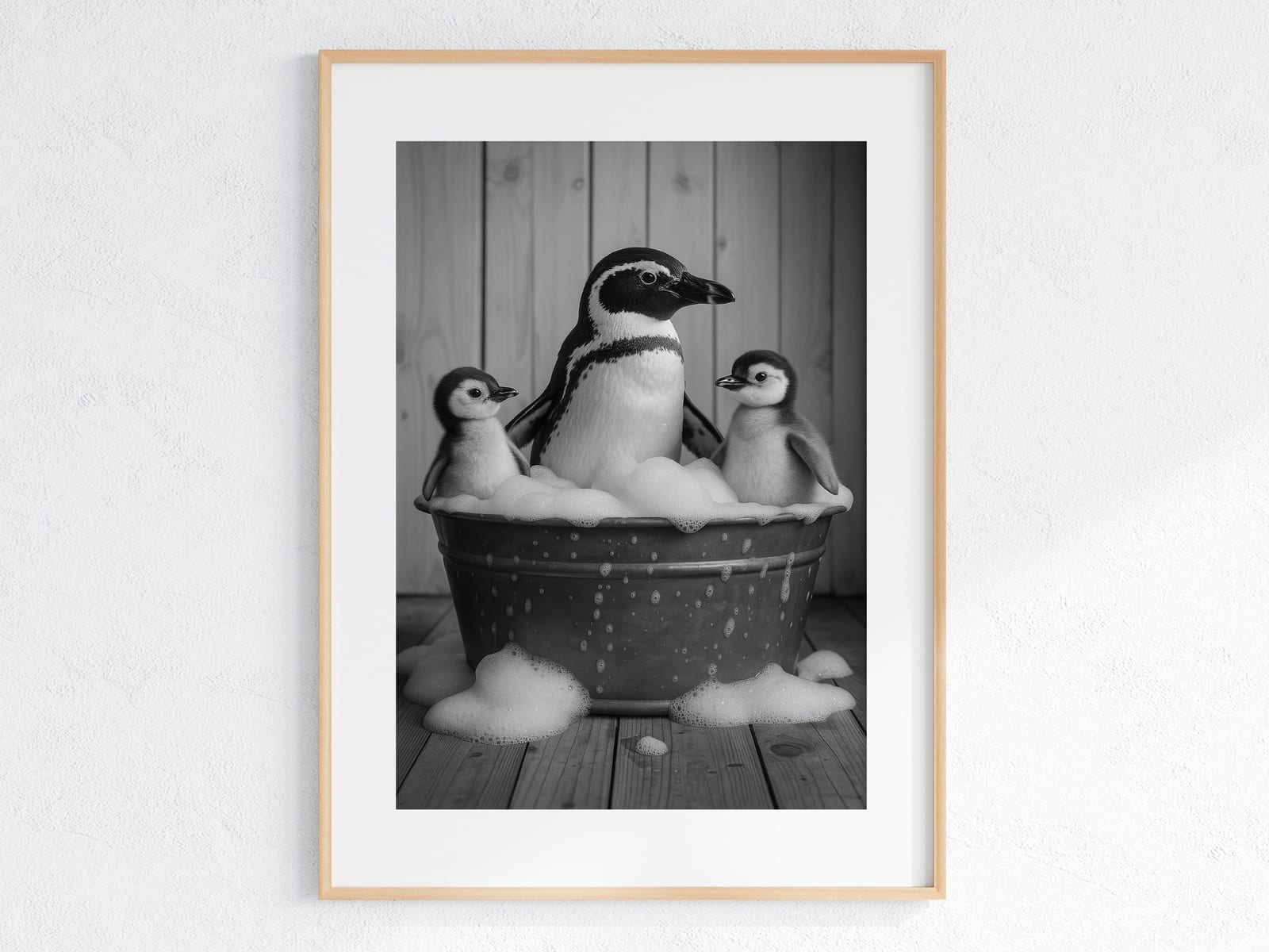 Das Familienfoto im Schaumbad, Badezimmer-Poster, Wandbild Kinderzimmer