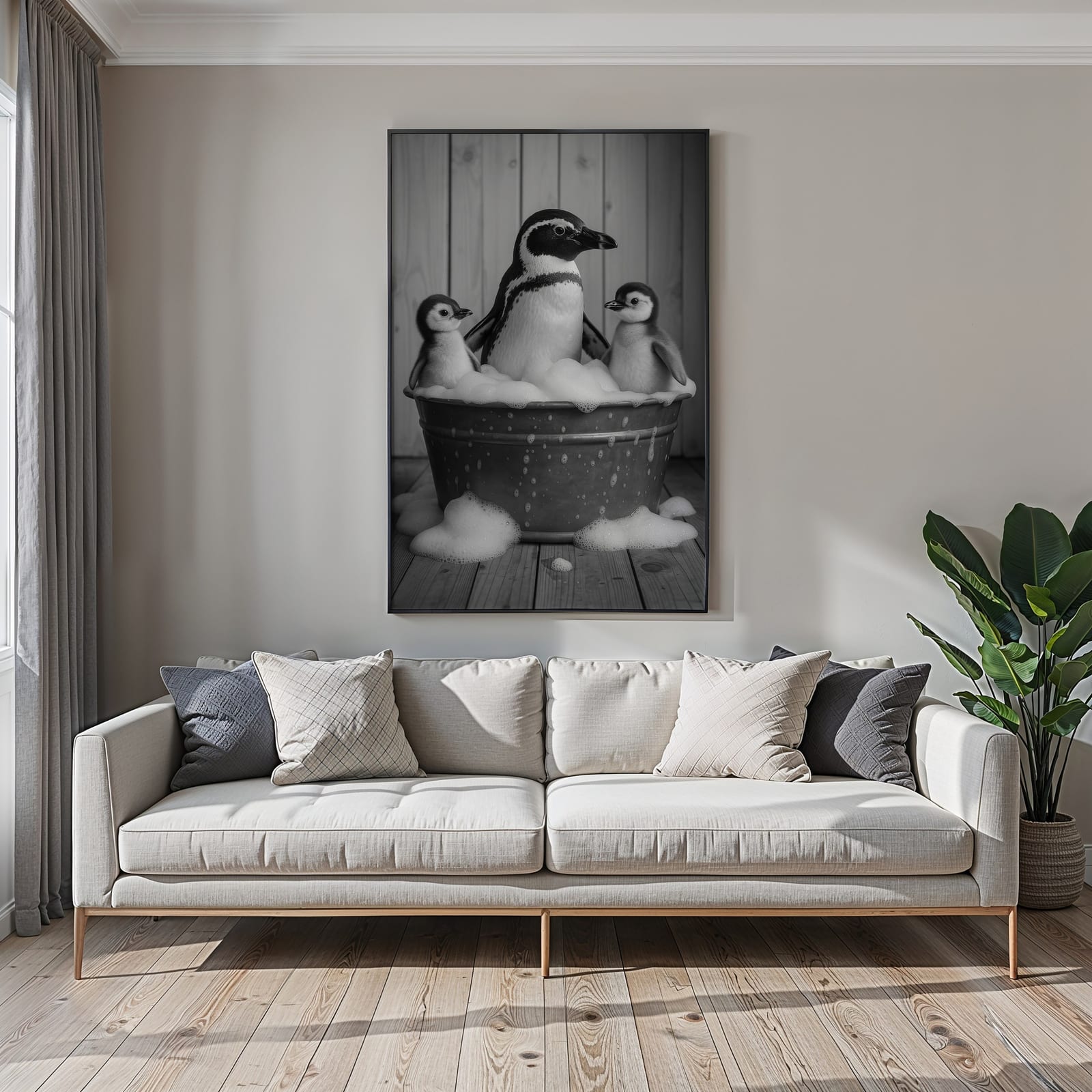 Das Familienfoto im Schaumbad, Badezimmer-Poster, Wandbild Kinderzimmer