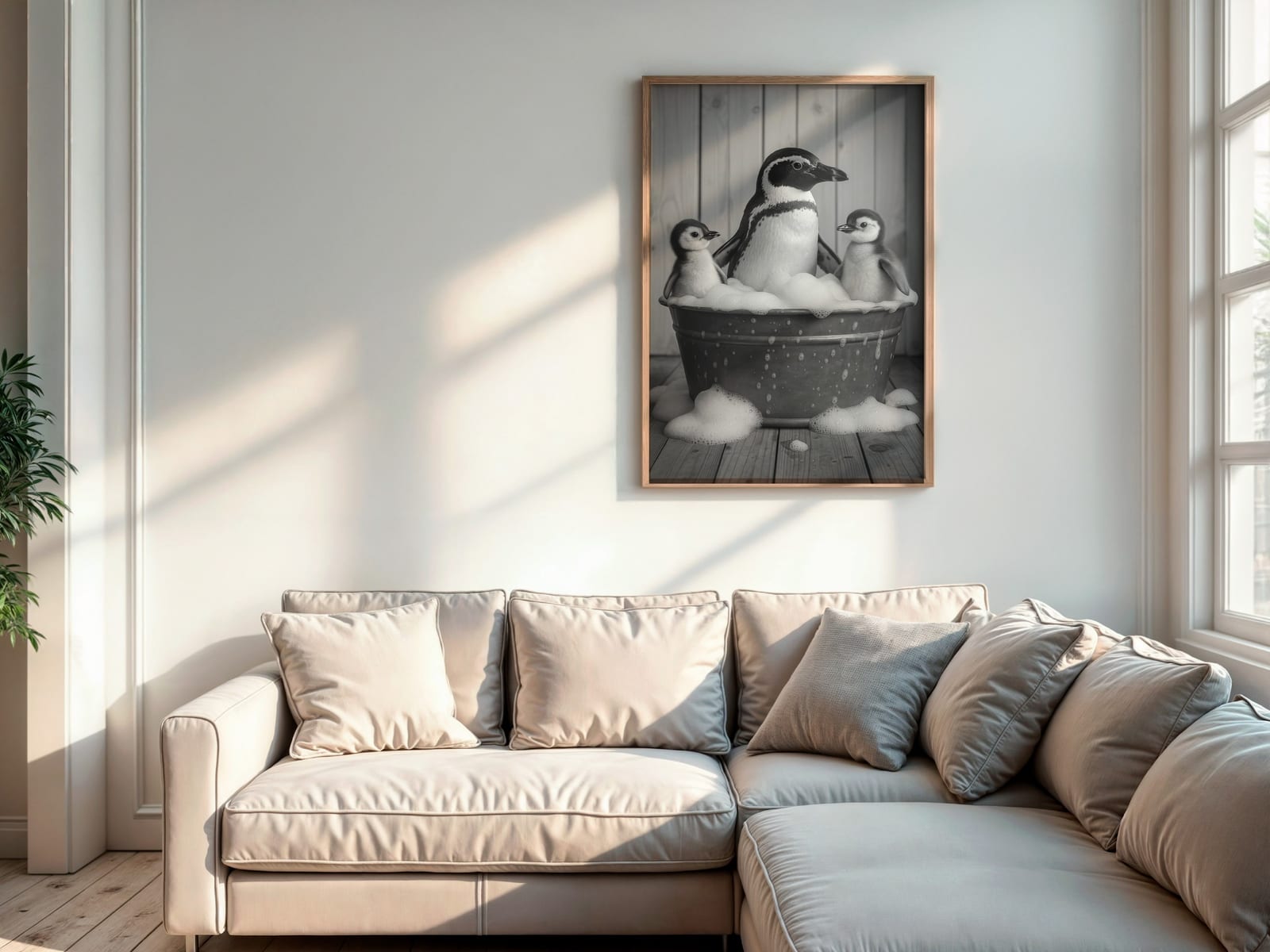 Das Familienfoto im Schaumbad, Badezimmer-Poster, Wandbild Kinderzimmer