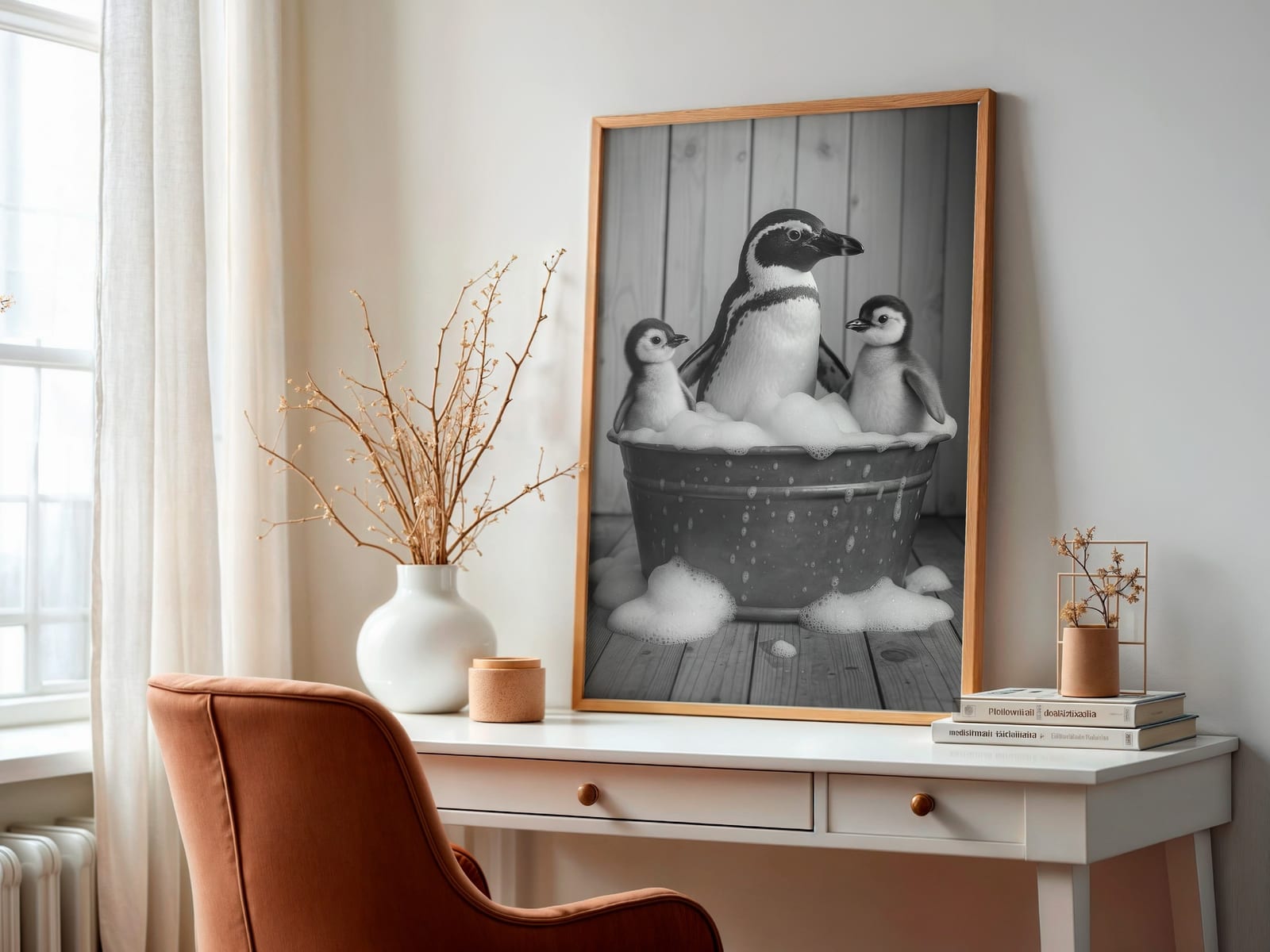 Das Familienfoto im Schaumbad, Badezimmer-Poster, Wandbild Kinderzimmer