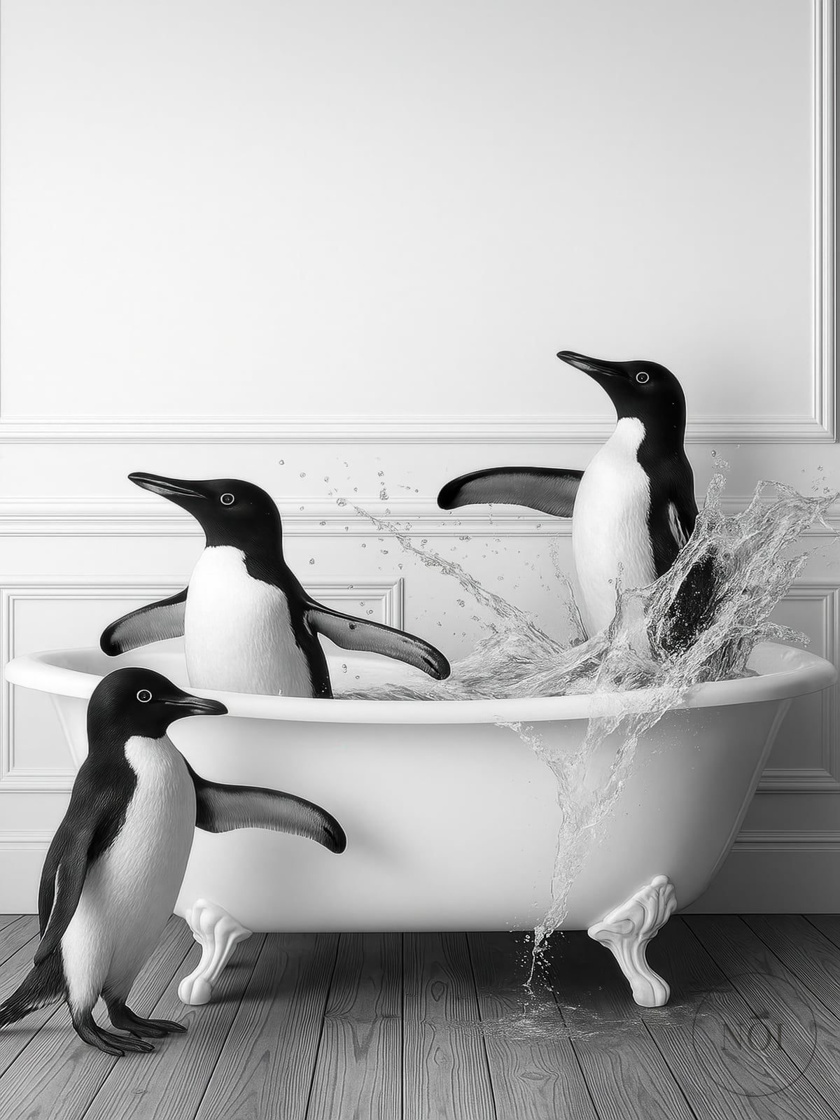 バスタブのペンギン プリント — Poster (ungerahmt)