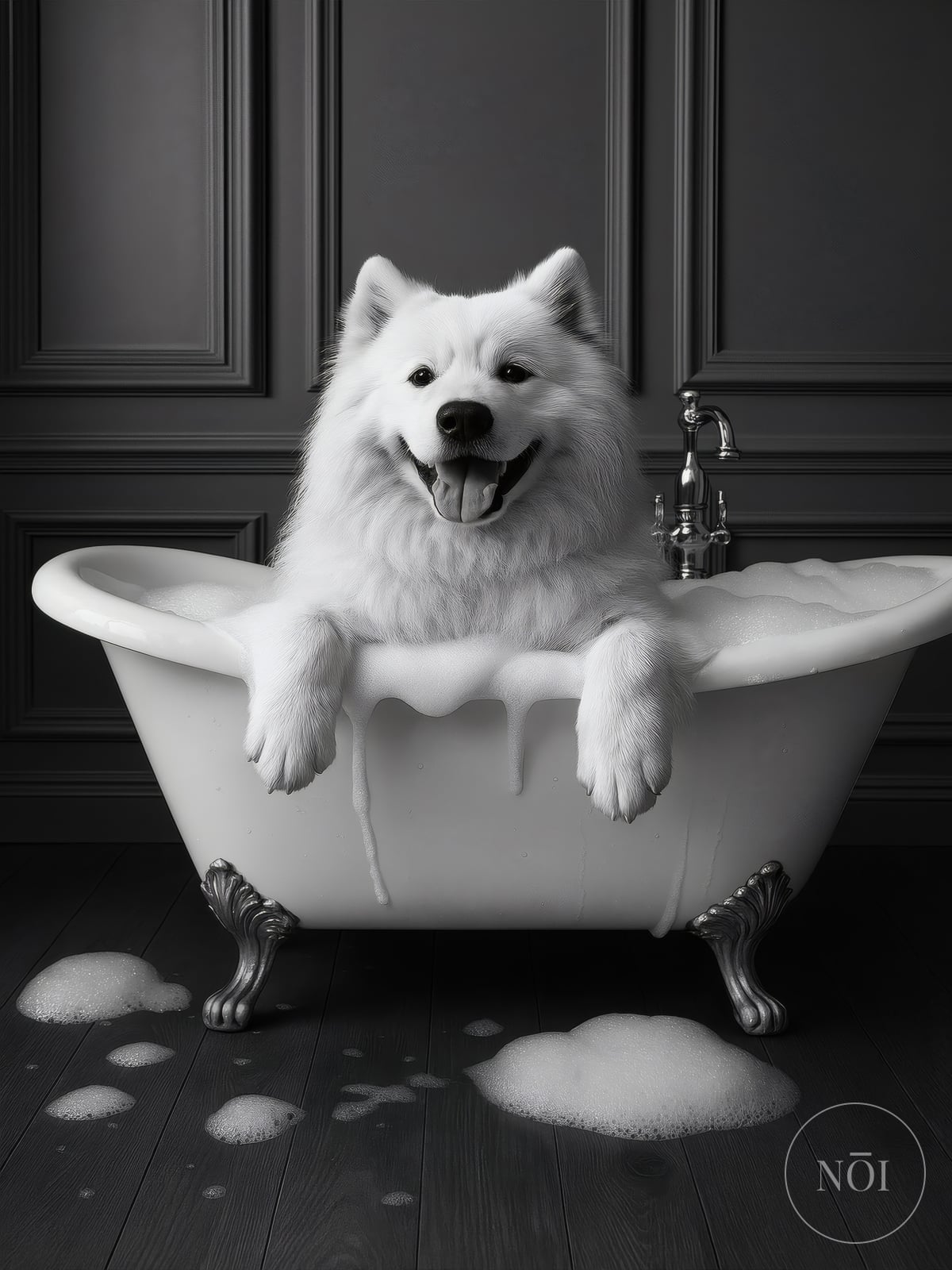 Lámina Dog in Bathtub, arte mural de baño divertido, póster de humor animal — Poster (ungerahmt)