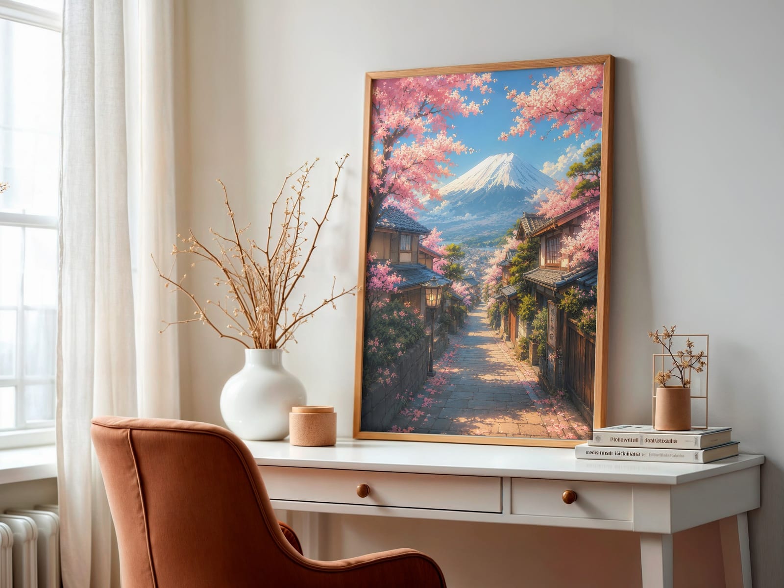 Kirsebærblomstgade Bjerget Fuji Print
