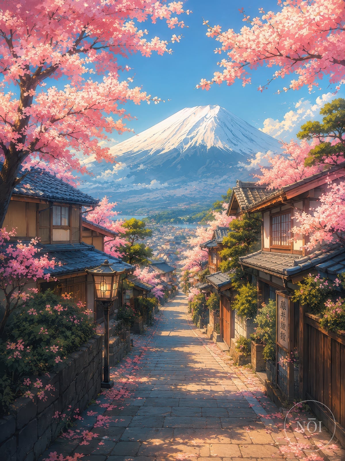 Kirsebærblomstgade Bjerget Fuji Print — Poster (ungerahmt)